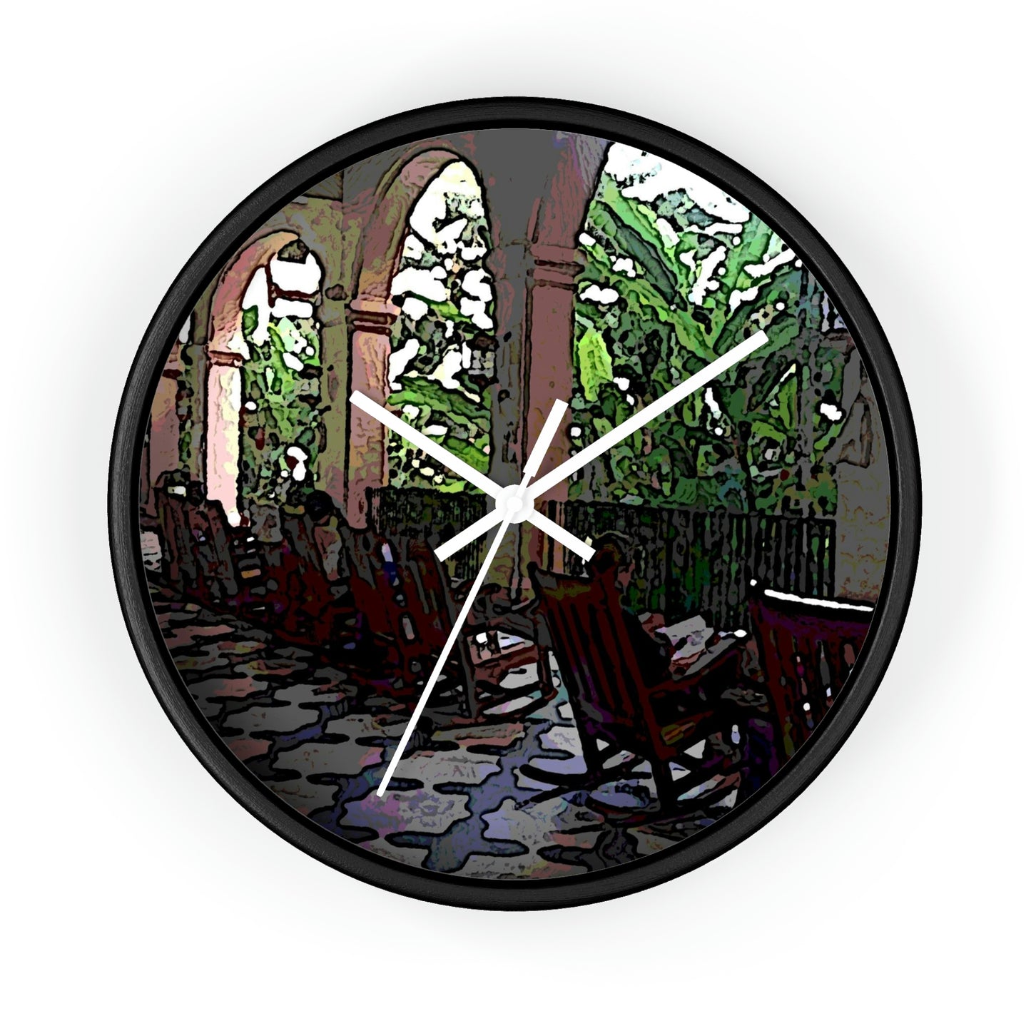 Wall clock ... Lanai & Rocking Chairs At: 'The Pink Palace' ... The Royal Hawai'ian ... Honolulu, HI ... '27Oct2014' ... Original Works ...