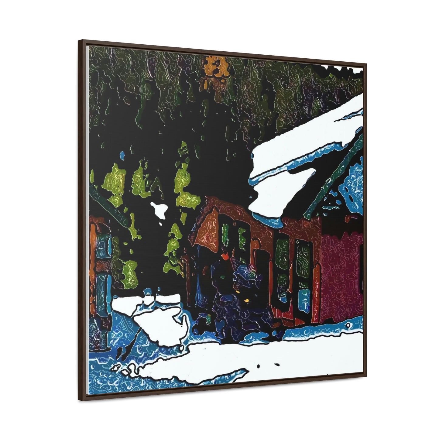 Gallery Canvas Wraps, Square Frame ... "A Rider Passeth-Through-It" ... Colors Galore & A Bit Of Impressionism ... Original Works. Winter 2021. Central Idaho. Rendering Time: 12 Hours ...