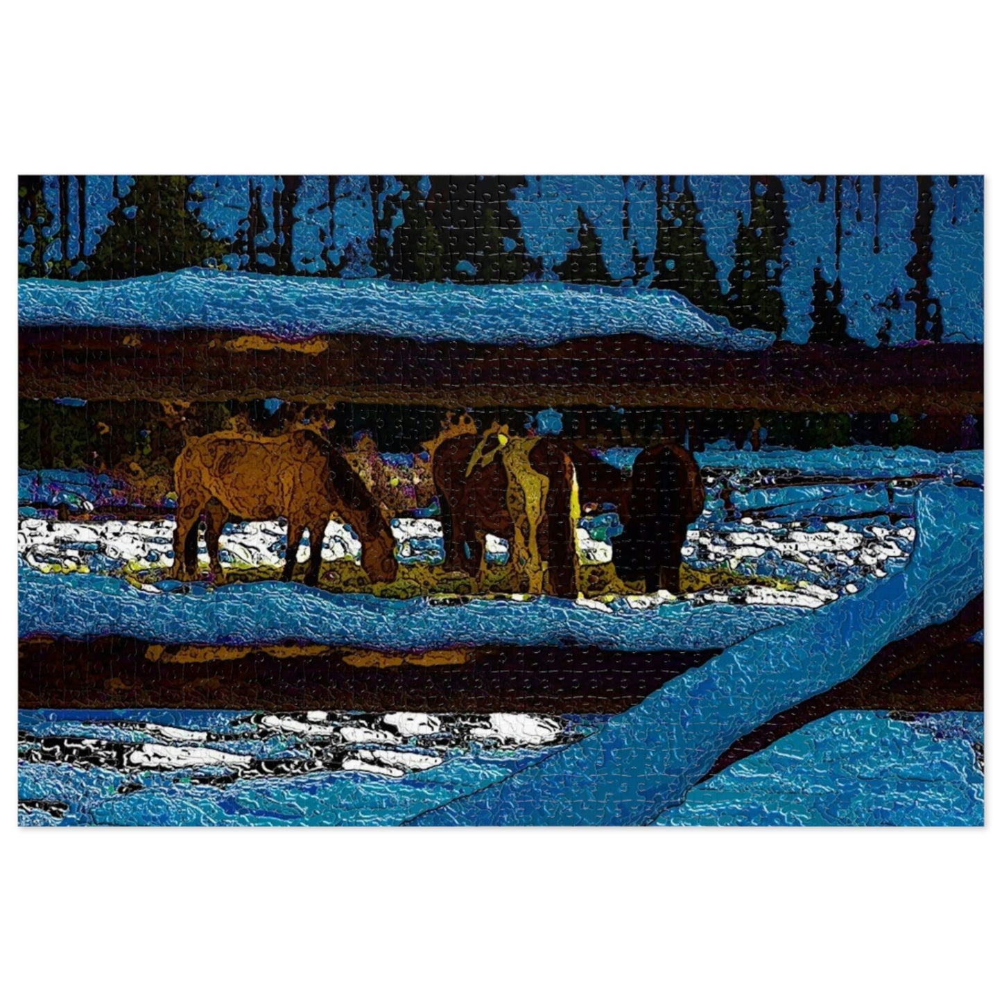 Jigsaw Puzzle (30, 110, 252, 500,1000-Piece) ... A Horse ... A Saddle ...  Foraging Through The Snow ...  An_Asses 'Cry' ... Central Idaho, November 2022 ...  Original Works ...