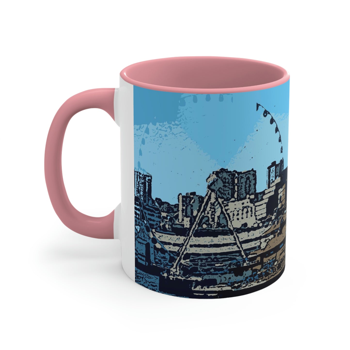 Accent Coffee Mug, 11oz ... That Classic Wheel ... 'Seattle's Wheel' ... & An Old Classic Waterside Vendors ...  'Family Archives' ... Original Works ...