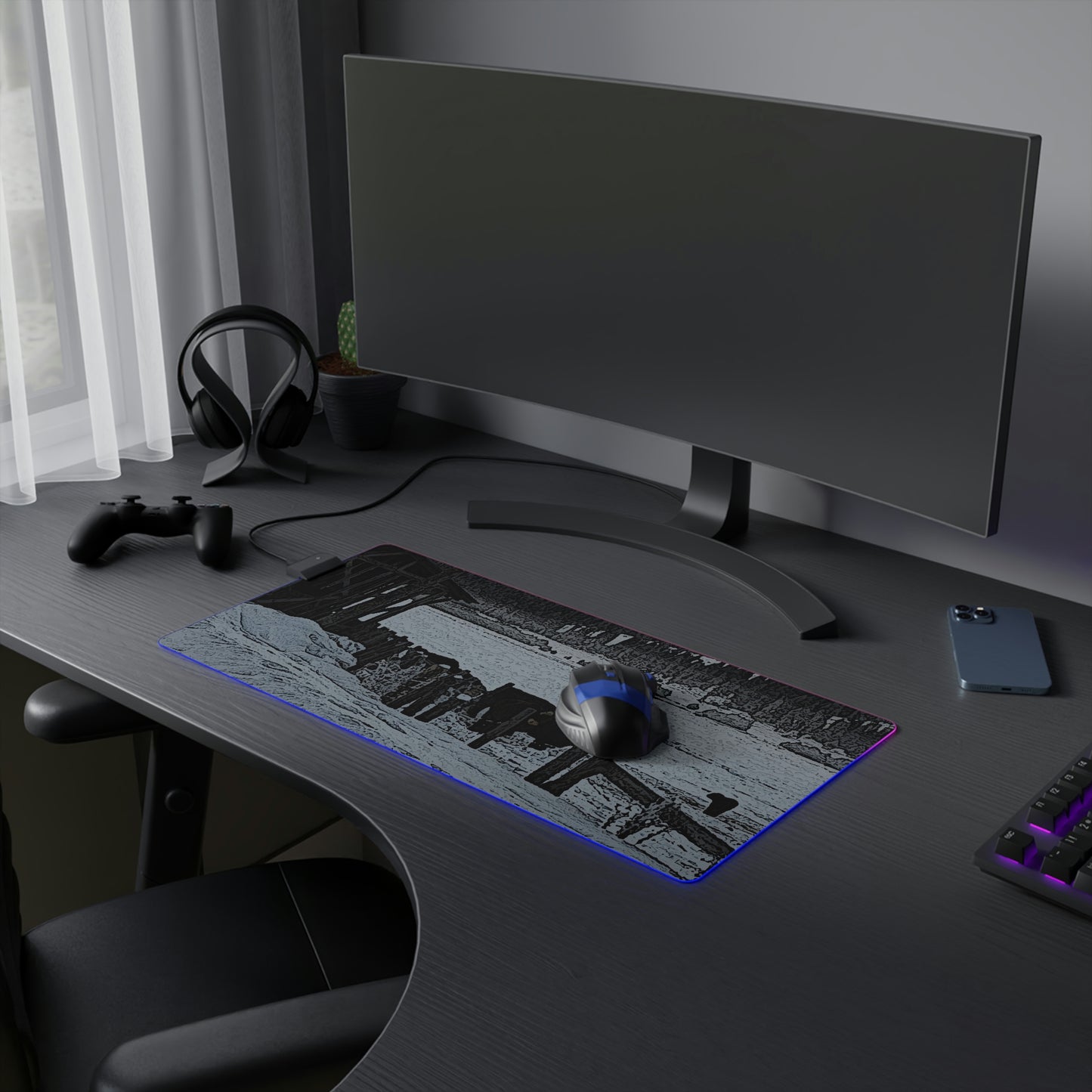 LED Gaming Mouse Pad ... A Quiet Morning ... "Along The Red River & Nature Preserve Plateau" ... Jan23 ... Original Works ...