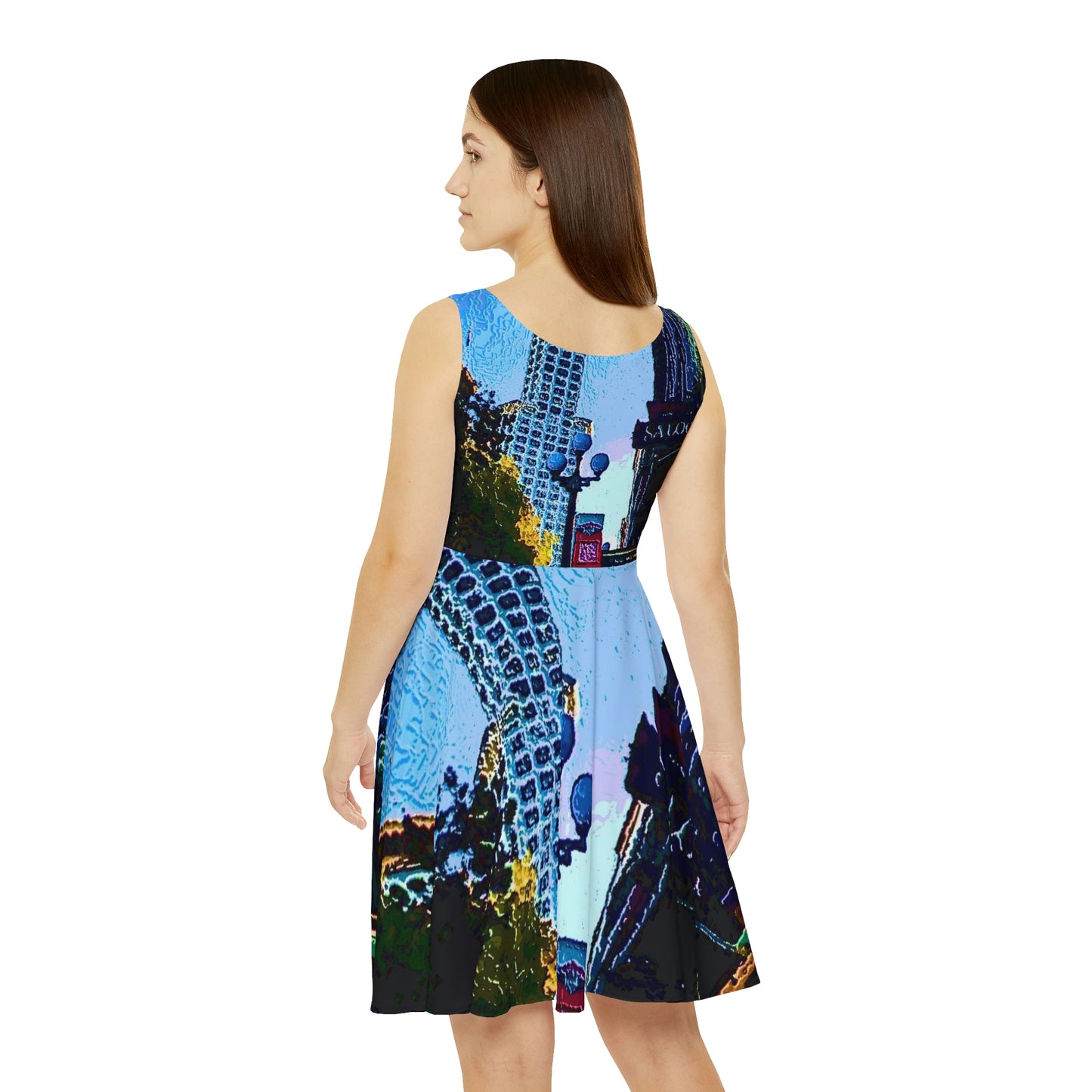 Women's Skater Dress ...  Pioneer Square & Smith Tower ... 'That World Famous View' ... Colleague Supplied Photo ... Original Works ...