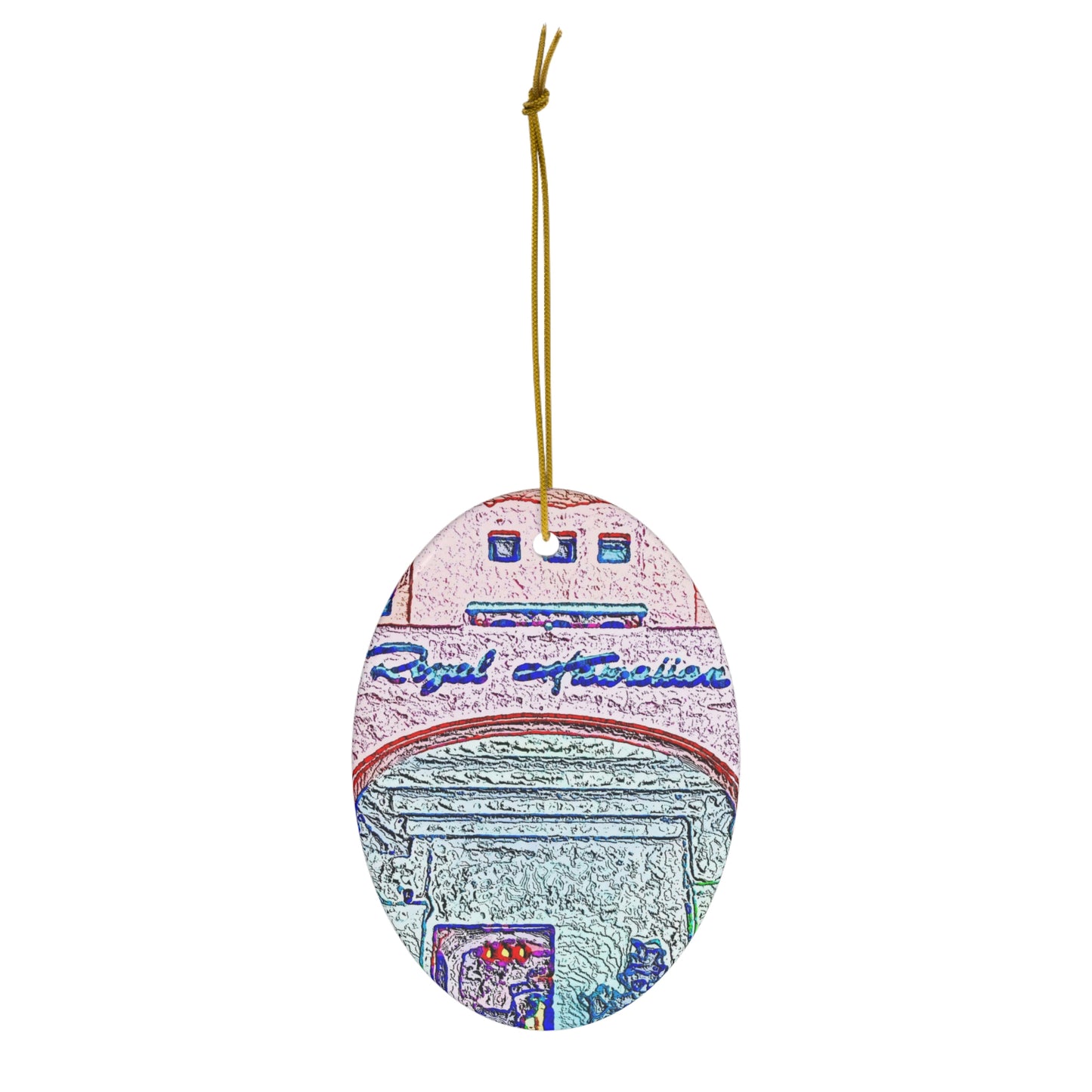 Ceramic Ornament, 1-Pack ... "La Grande Entree" At: 'The Pink Palace' ... The Royal Hawai'ian ... Honolulu, HI ... '27Oct2014' ... Original Works ...