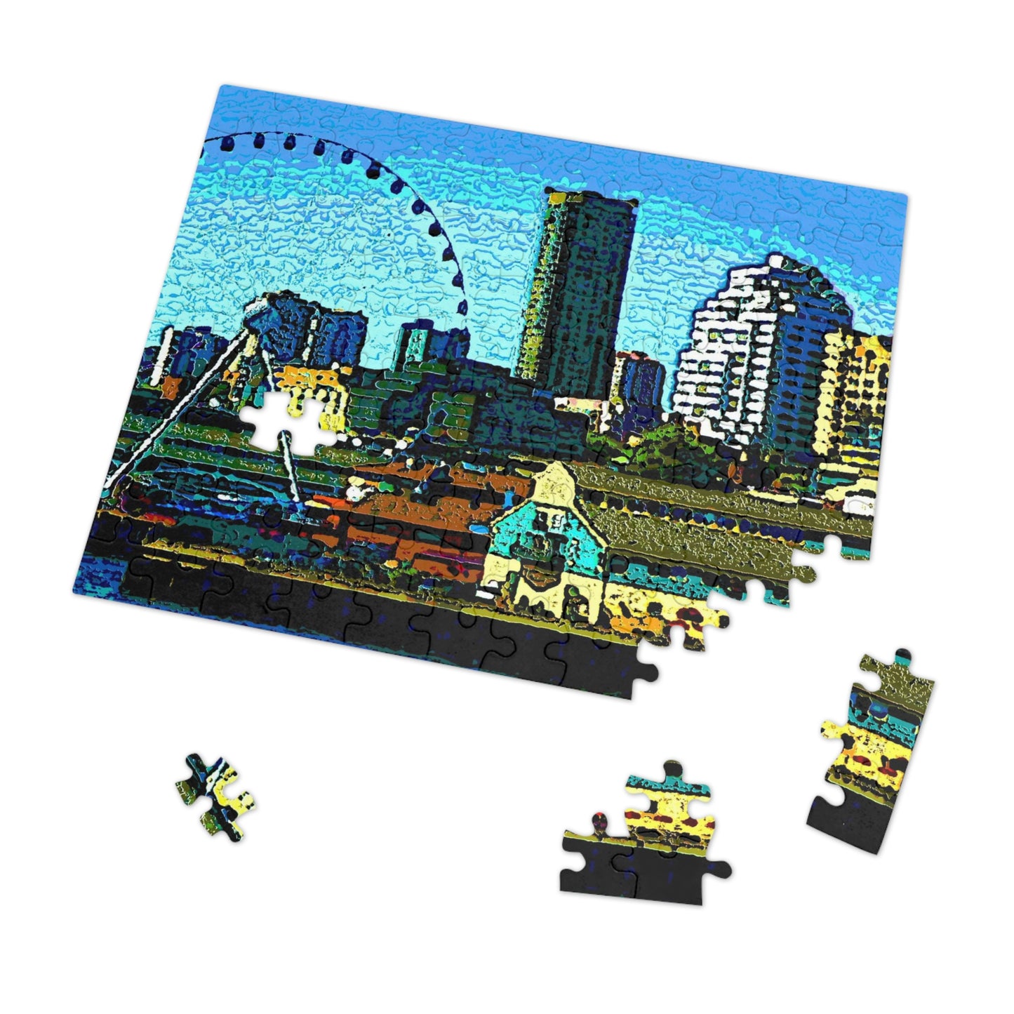Jigsaw Puzzle (30, 110, 252, 500,1000-Piece) ... That Classic Wheel ... 'Seattle's Wheel' ... & An Old Classic Waterside Vendors ...  'Family Archives' ... Original Works ...