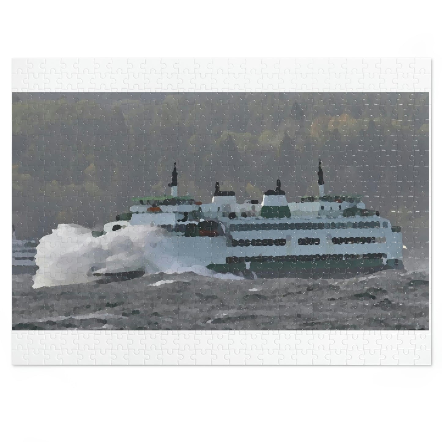 Jigsaw Puzzle (30, 110, 252, 500,1000-Piece) ... WADOT Ferry Crossing ... "A Very Rough Day" ... Mulkiteo Route ... Family Archives ... Early 1990's' ... Original Works ...