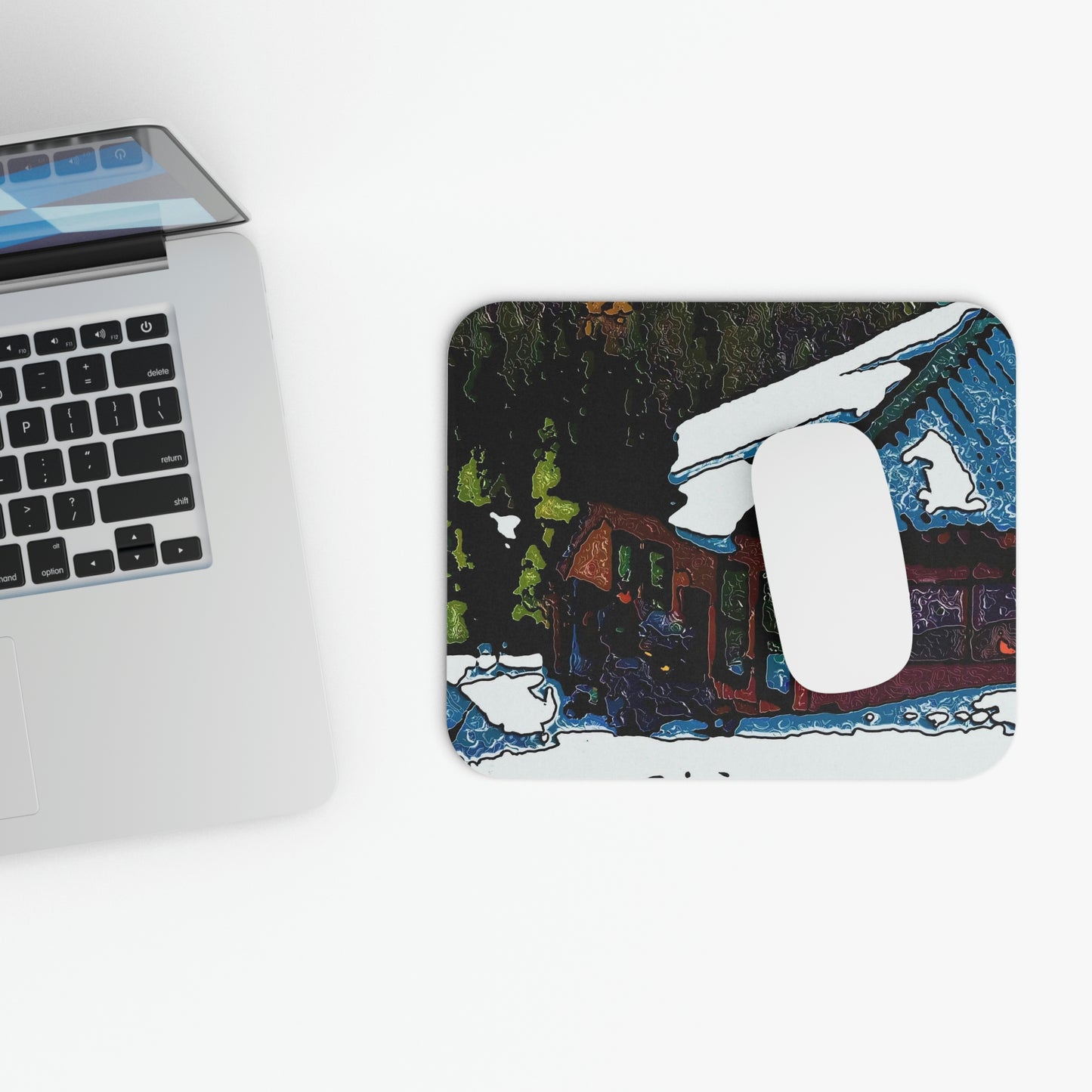 Mouse Pad (Rectangle) ... "A Rider Passeth-Through-It" ... Colors Galore & A Bit Of Impressionism ... Original Works. Winter 2021. Central Idaho. Rendering Time: 12 Hours ...