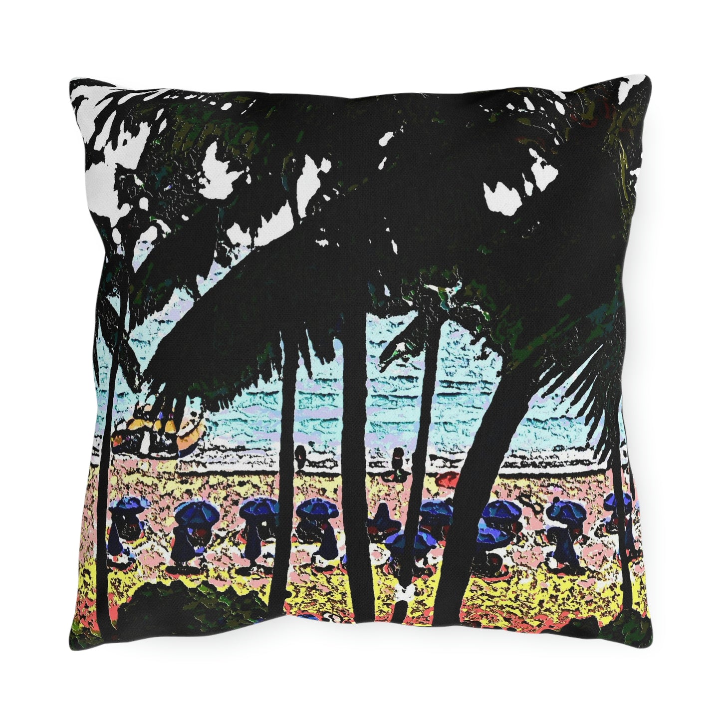 Outdoor Pillows ... "A Beautiful Beach Amongst The Palms" ... The Outrigger Waikiki, Honolulu, Oahu ... Original Works ...