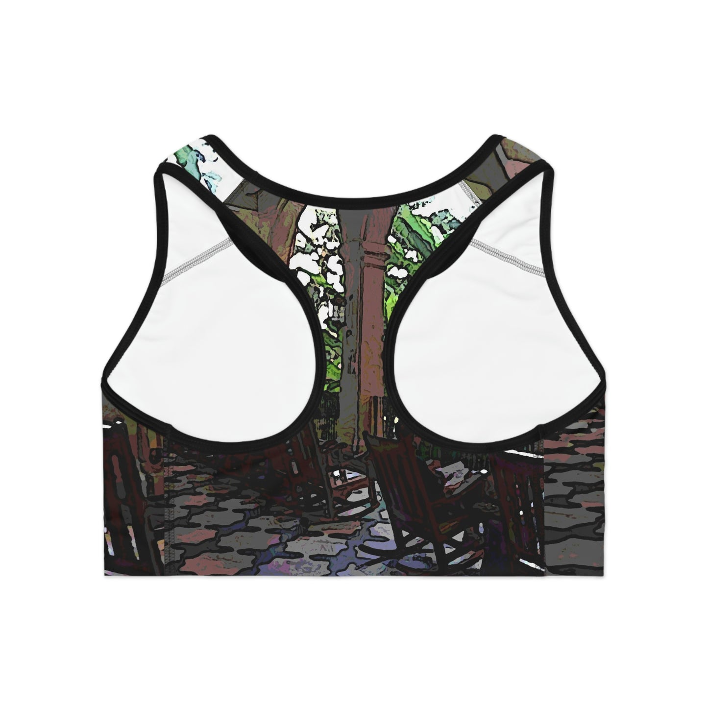 Sports Bra (AOP) ... Lanai & Rocking Chairs At: 'The Pink Palace' ... The Royal Hawai'ian ... Honolulu, HI ... '27Oct2014' ... Original Works ...