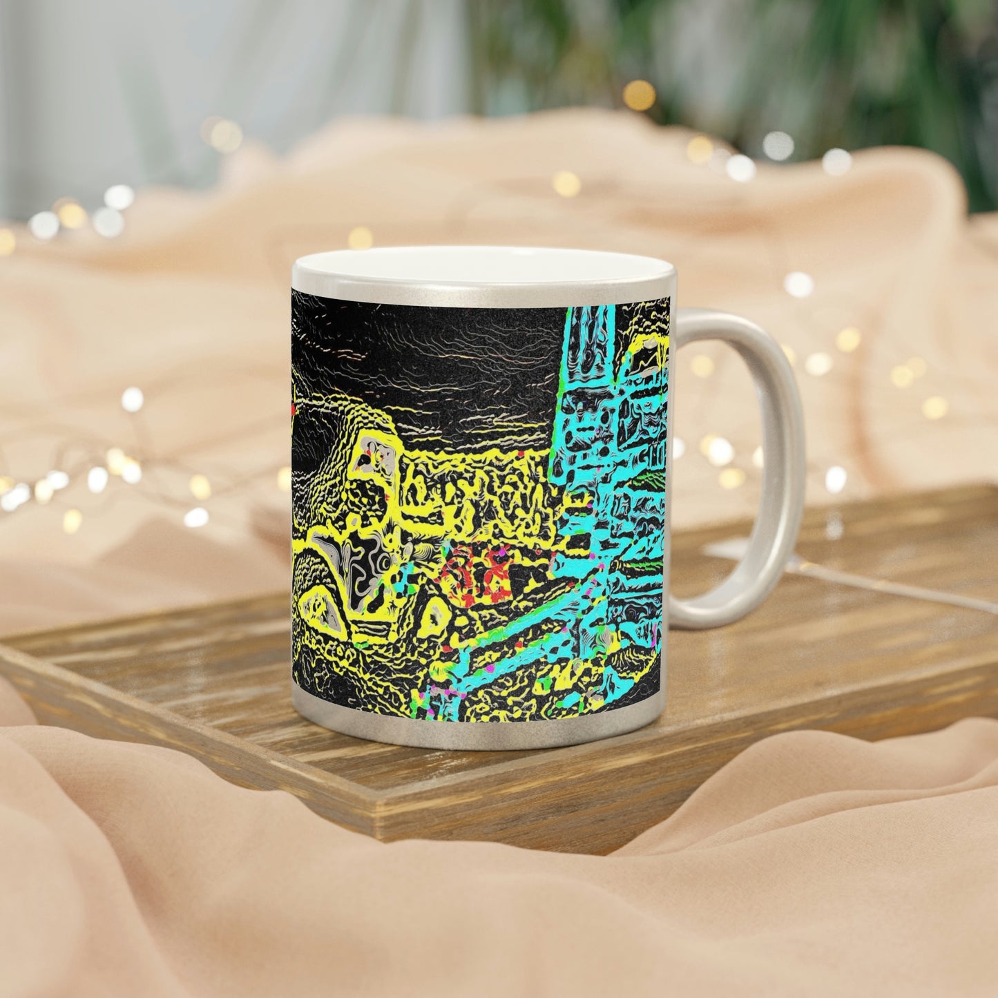 Metallic Mug (Silver\Gold) ... "Snow Vehicle In Snow Storm At-Rest" ... Circa 12Mar23 ... Central Idaho ... 18-Hours Rendering Time: Original Works ...