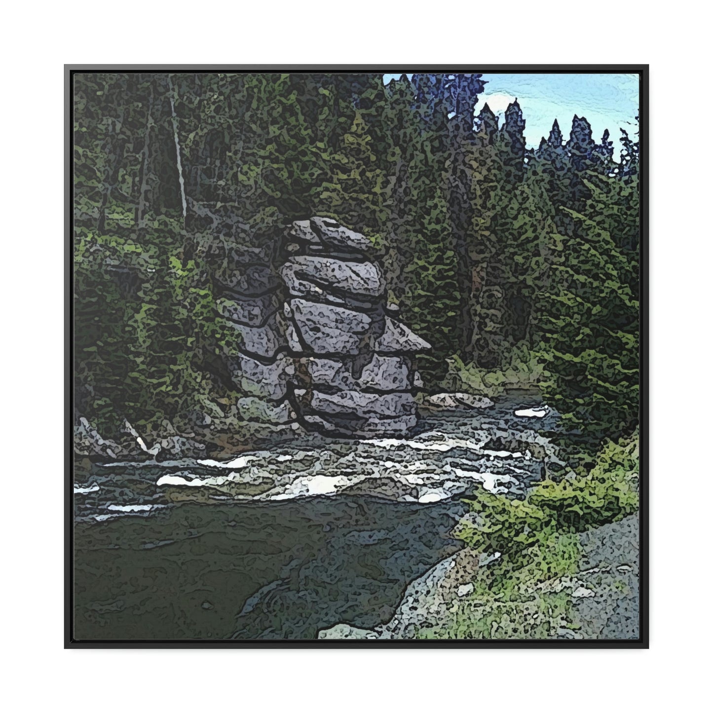Gallery Canvas Wraps, Square Frame ...  "I Am Innocent" ... Tricky-Dick Immortalized ... Nixon Rock: Along The River ... Central Idaho, Summer 2020 ... Original Works ...