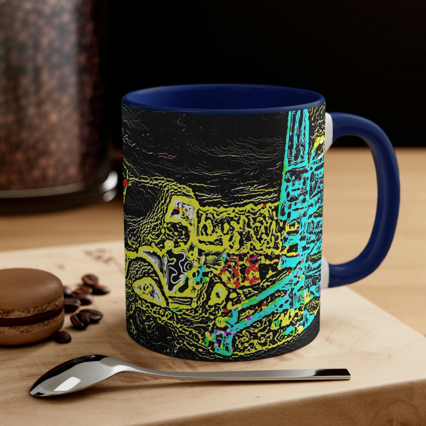 Accent Coffee Mug, 11oz ... "Snow Vehicle In Snow Storm At-Rest" ... Circa 12Mar23 ... Central Idaho ... 18-Hours Rendering Time: Original Works ...