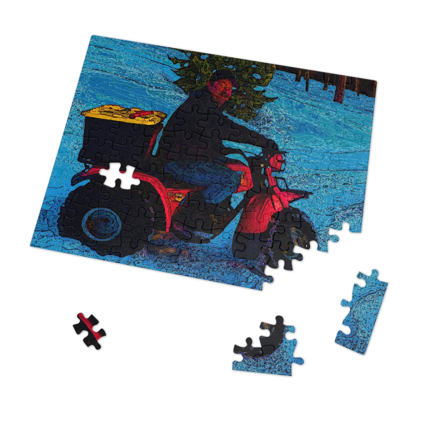 Jigsaw Puzzle (30, 110, 252, 500,1000-Piece) ... There's 2-Wheelin ... There's 4-Wheelin ... 'And-Of-Course' ... "There's 3-Wheelin-In-The-Snow" ...  Original Works ...