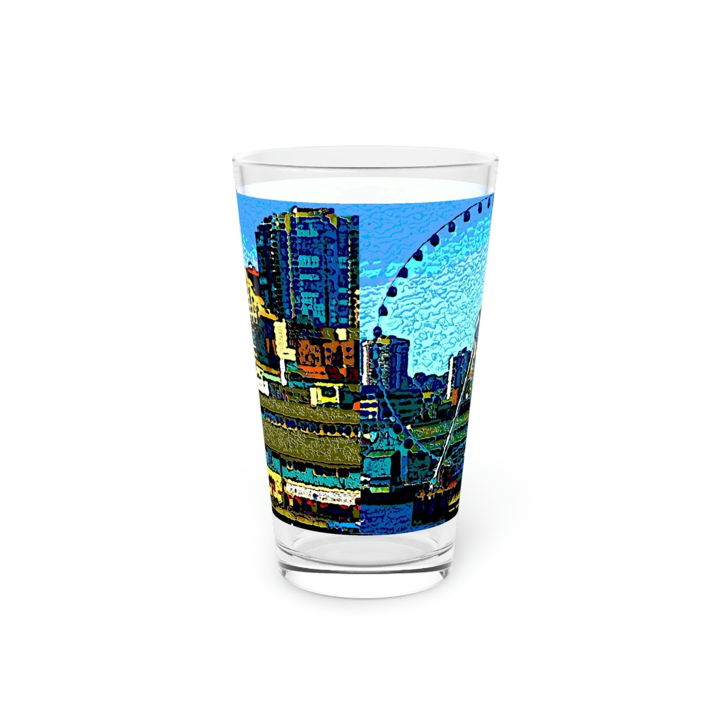Pint Glass, 16oz ... That Classic Wheel ... 'Seattle's Wheel' ... & An Old Classic Waterside Vendors ...  'Family Archives' ... Original Works ...