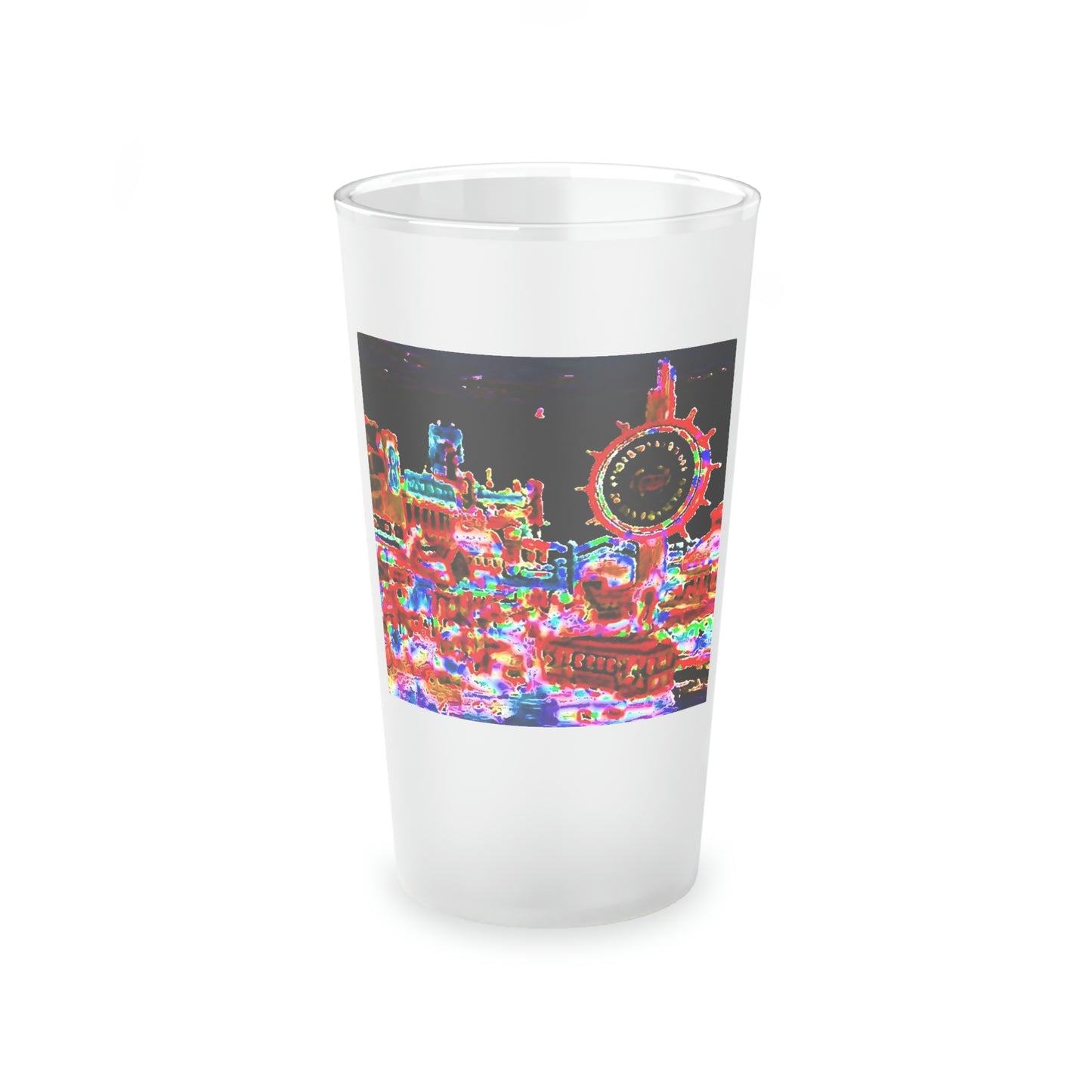 Frosted Pint Glass, 16oz ... "No.9 Fishermen's Grotto - Fishermen's Wharf, SF, California" ... Family Archives: 1970's ... Original Works ...