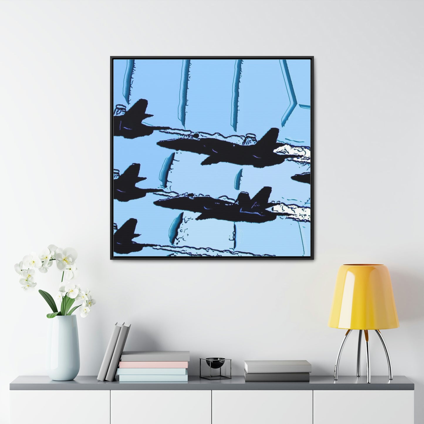Gallery Canvas Wraps, Square Frame ... Seattle Seafair ..."Blue Angels Run Over Lake Washington" ... Circa Mid 1980's ... Dr FJ Holt ... Original Works ...