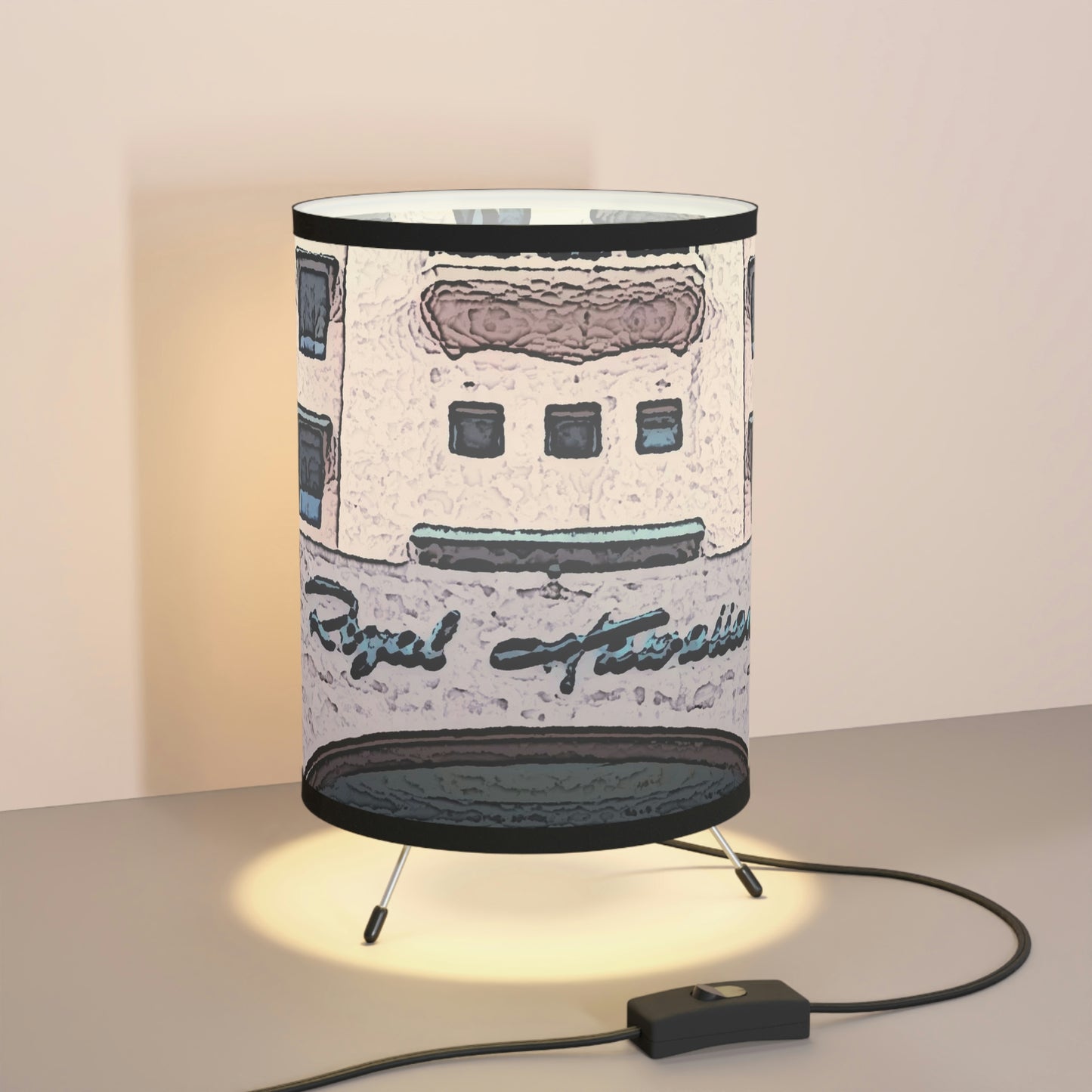 Tripod Lamp with High-Res Printed Shade, US\CA plug ...  "La Grande Entree" At: 'The Pink Palace' ... The Royal Hawai'ian ... Honolulu, HI ... '27Oct2014' ... Original Works ...