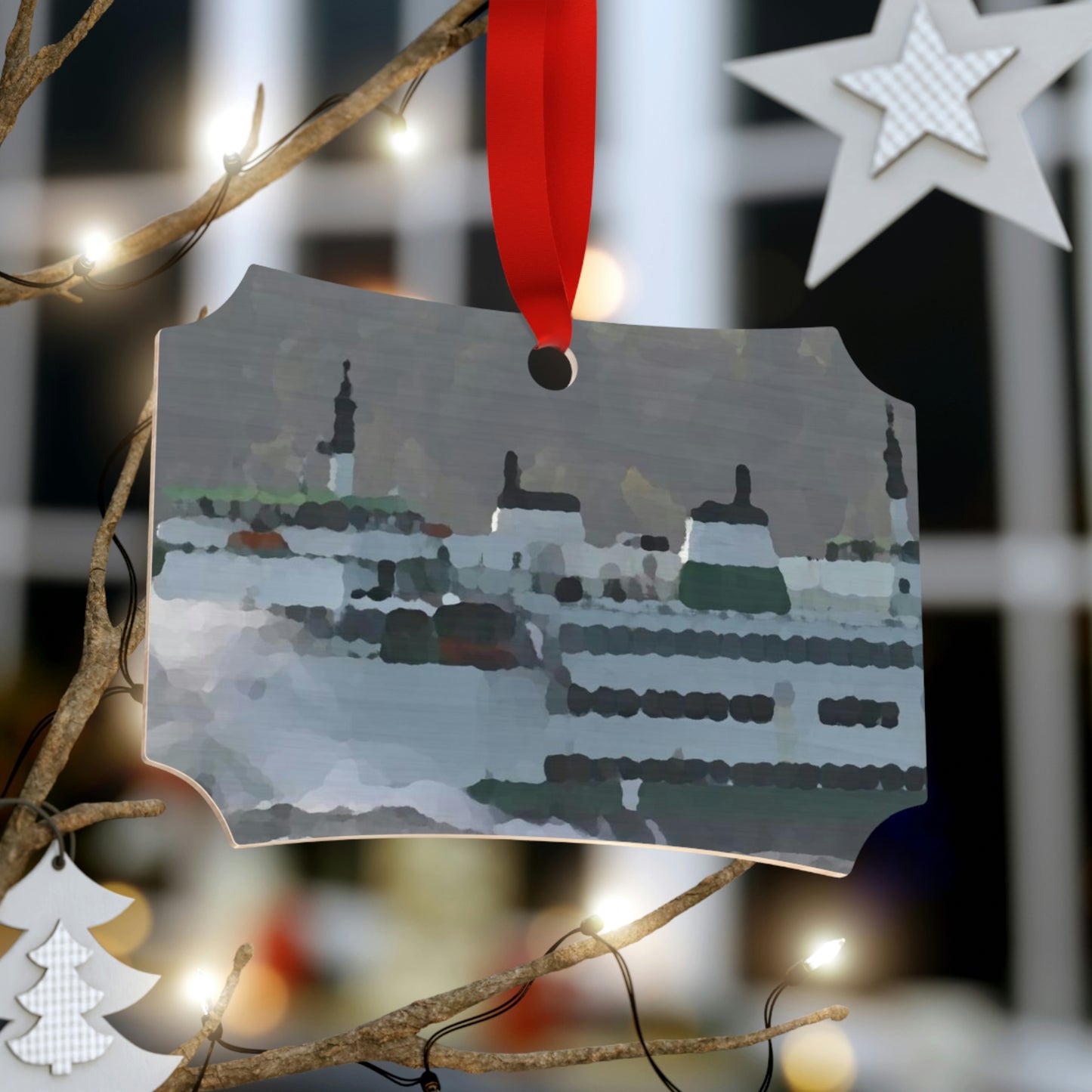 Plywood Ornaments (Round, Berlin) ... WADOT Ferry Crossing ... "A Very Rough Day" ... Mulkiteo Route ... Family Archives ... Early 1990's' ... Original Works ...