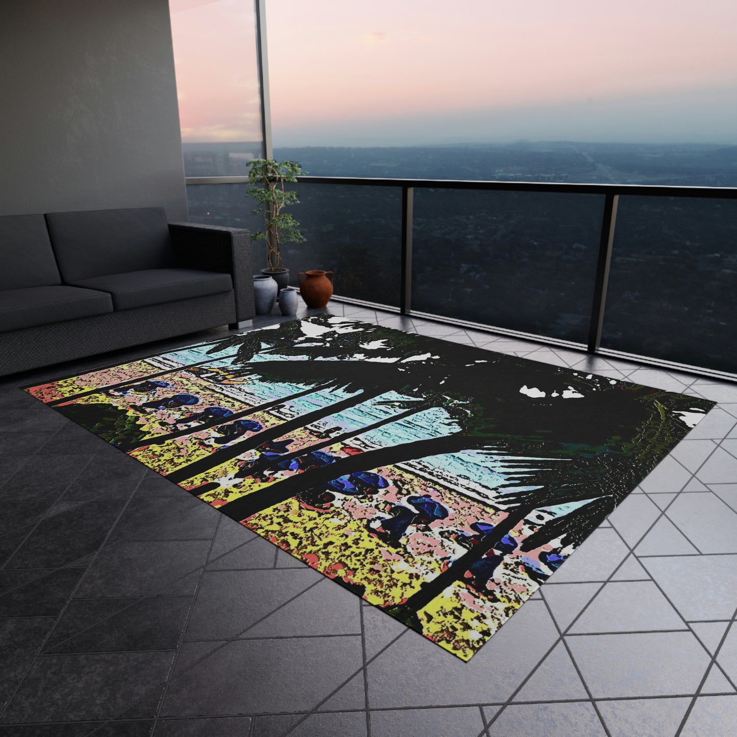 Outdoor Rug ... "A Beautiful Beach Amongst The Palms" ... The Outrigger Waikiki, Honolulu, Oahu ... Original Works ...