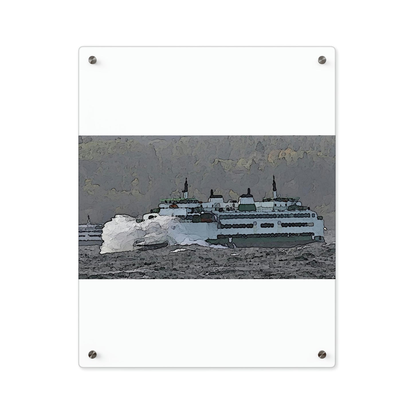 Acrylic Wall Art Panels ... WADOT Ferry Crossing ... "A Very Rough Day" ... Mulkiteo Route ... Family Archives ... Early 1990's' ... Original Works ...