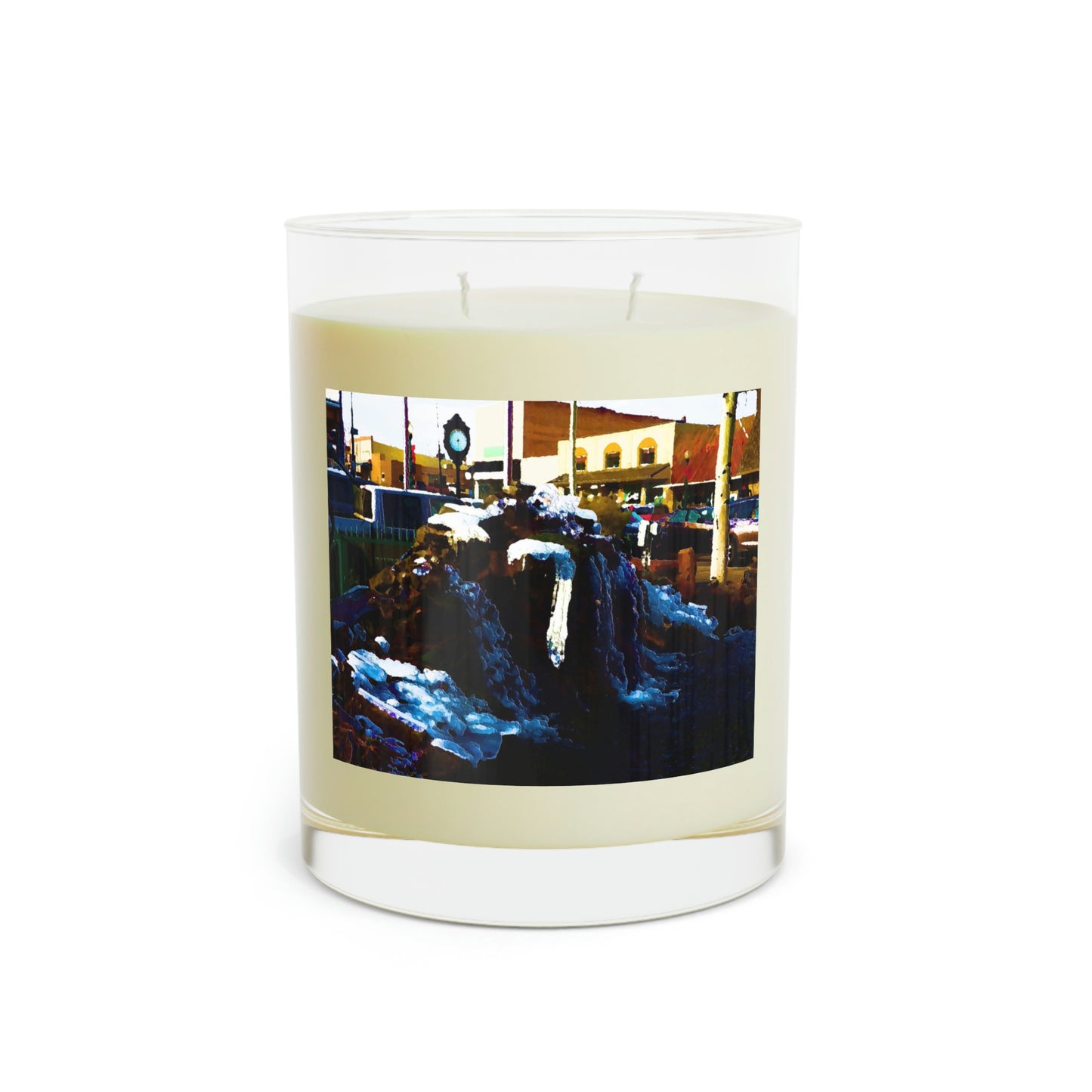 Scented Candle - Full Glass, 11oz ...  "Ice & Water Sculpted" ... Downtown Grangeville, Idaho ... Adjacent To Irwin Pharmacy ... 5Jan23 ... Original Works ...