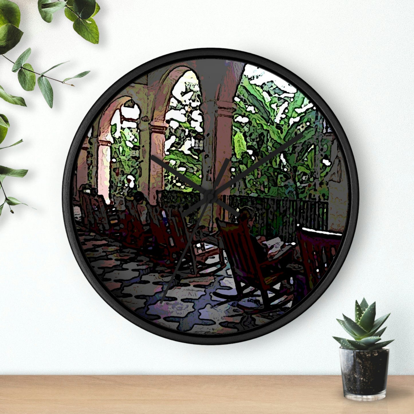 Wall clock ... Lanai & Rocking Chairs At: 'The Pink Palace' ... The Royal Hawai'ian ... Honolulu, HI ... '27Oct2014' ... Original Works ...