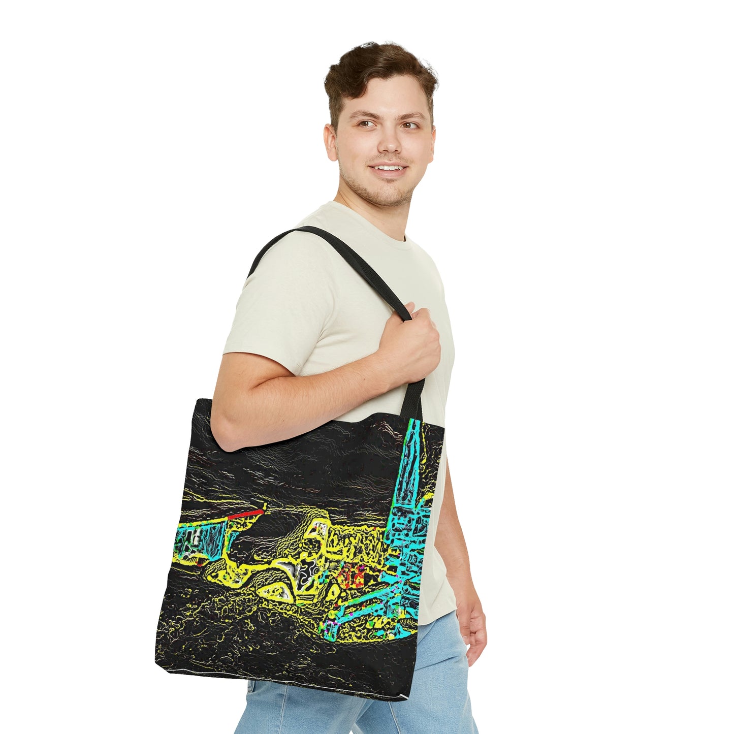 Tote Bag (AOP) ...  "Snow Vehicle In Snow Storm At-Rest" ... Circa 12Mar23 ... Central Idaho ... 18-Hours Rendering Time: Original Works ...