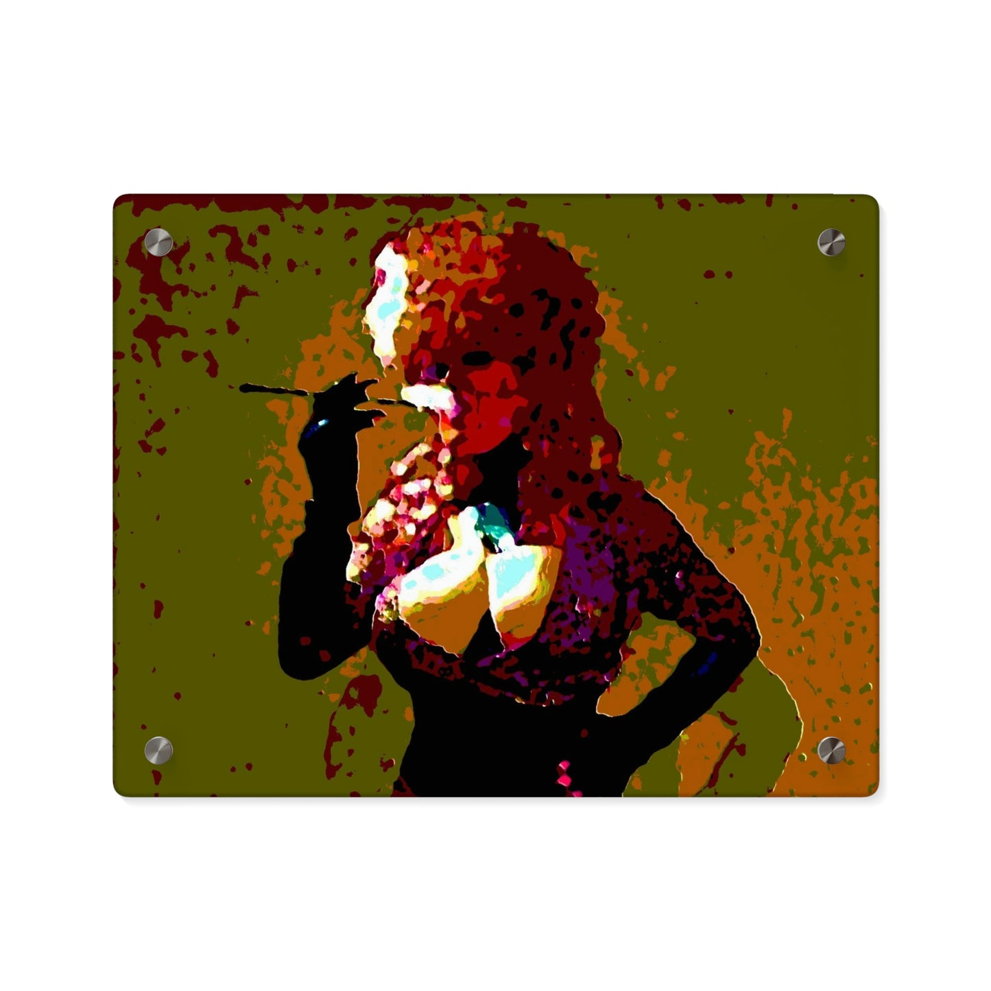 Acrylic Wall Art Panels ...  A Colleague Overseas ... 'Enjoying A Fag' ... Original Works ... "April Fools 2023" ... Hot-Tranny-Smoke ...