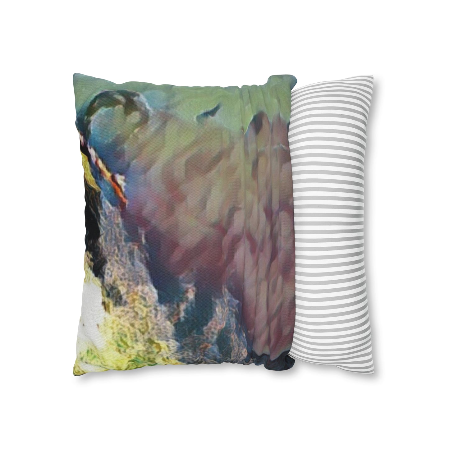 Spun Polyester Square Pillow Case ... An Extraordinary Humpback Breach ... 'With Explosive Energy' ... Family Archives (KPH) ... Circa: 21st Century. Maui, HI ... Original Works ...