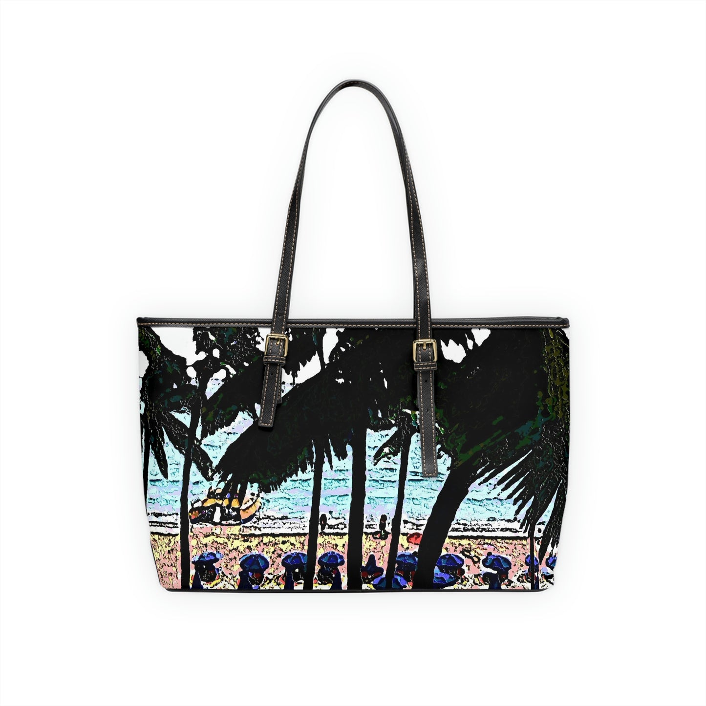PU Leather Shoulder Bag ... "A Beautiful Beach Amongst The Palms" ... The Outrigger Waikiki, Honolulu, Oahu ... Original Works ...