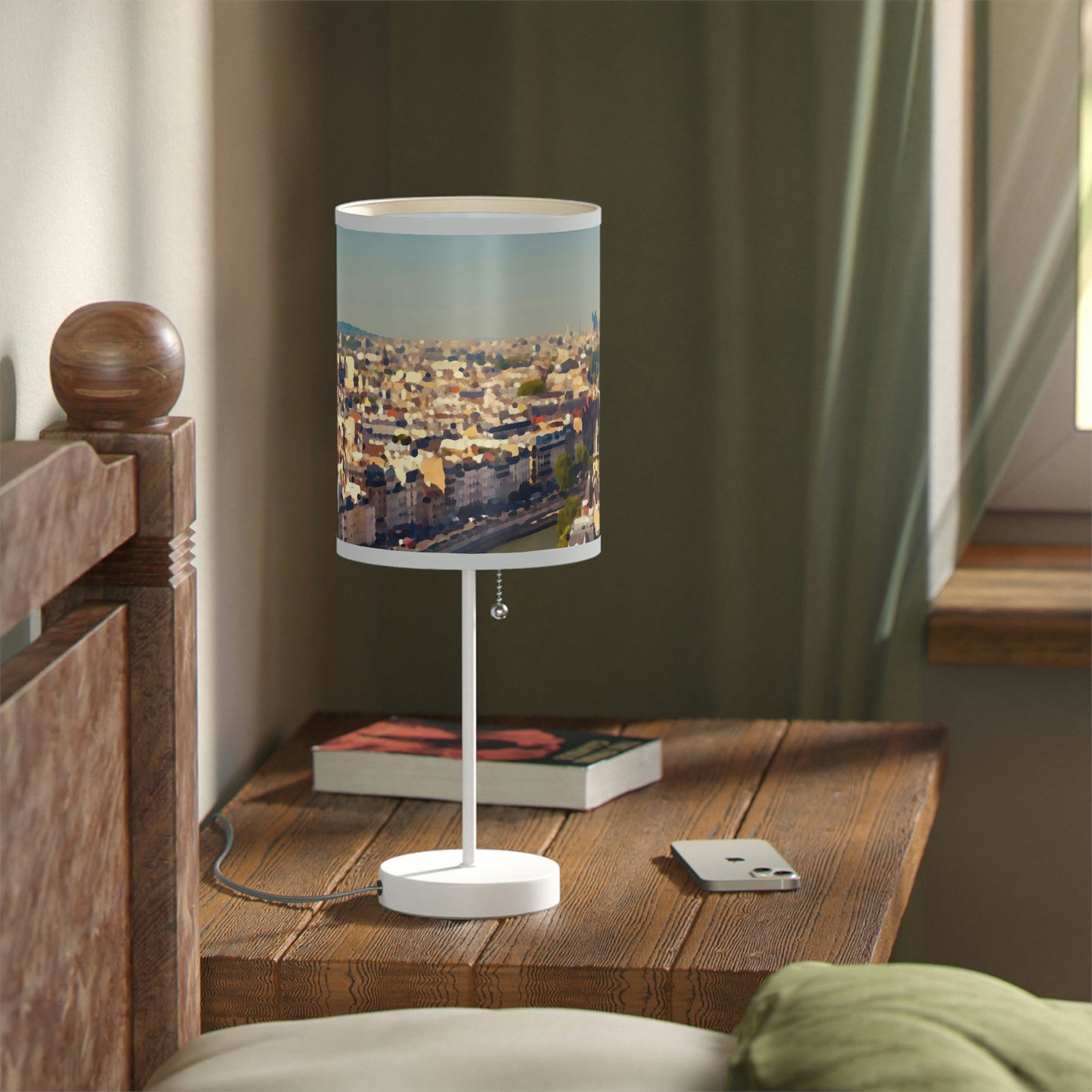 Lamp on a Stand, US|CA plug ... Au Paris ... "Along The River Seine" ... Barbara Joan Bonnell-Holt: 1972 ... Original Works ...