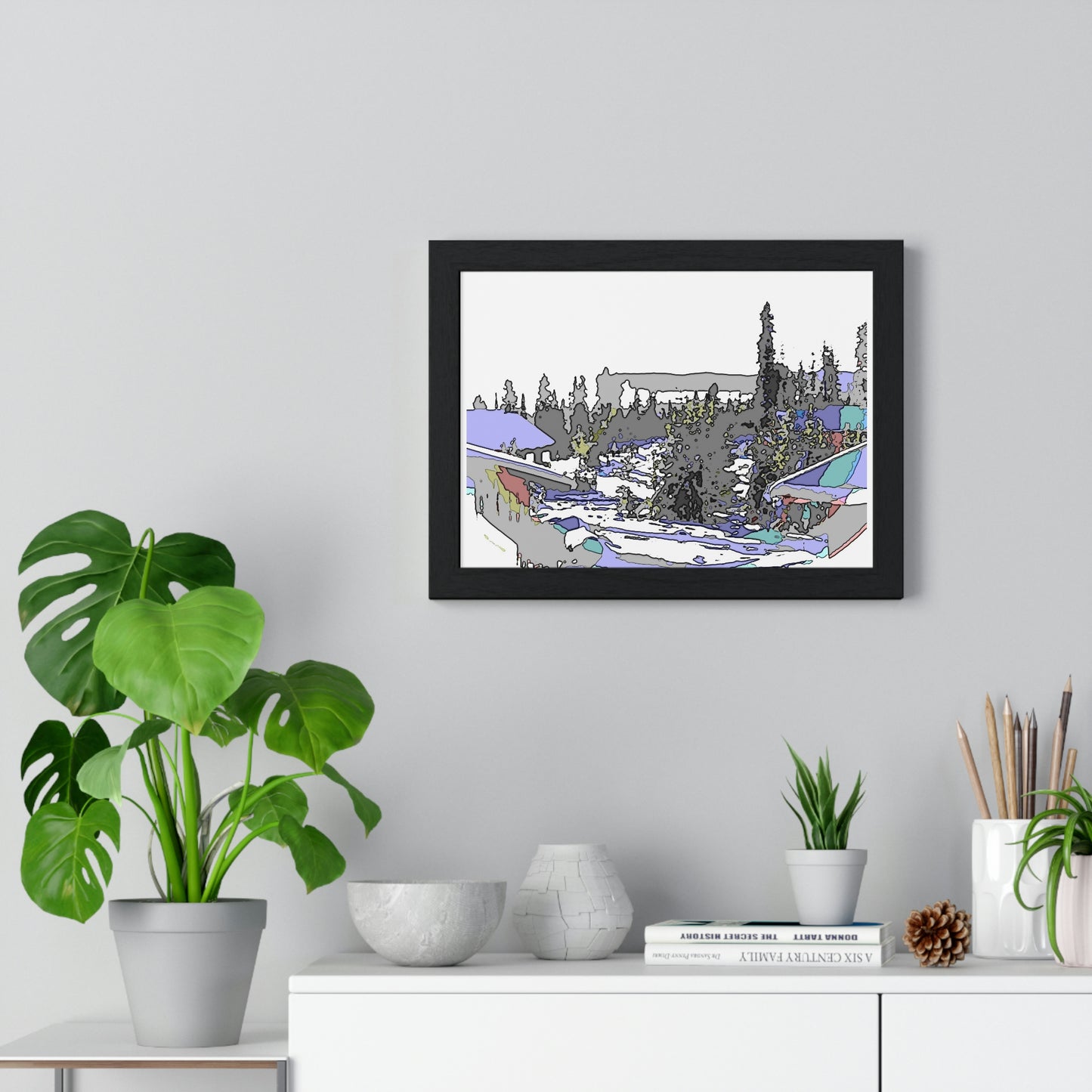 Premium Framed Horizontal Poster ...  Snow ... Impressionalism ... Mountain-Snowscape "Happy New Years 2023!" ...