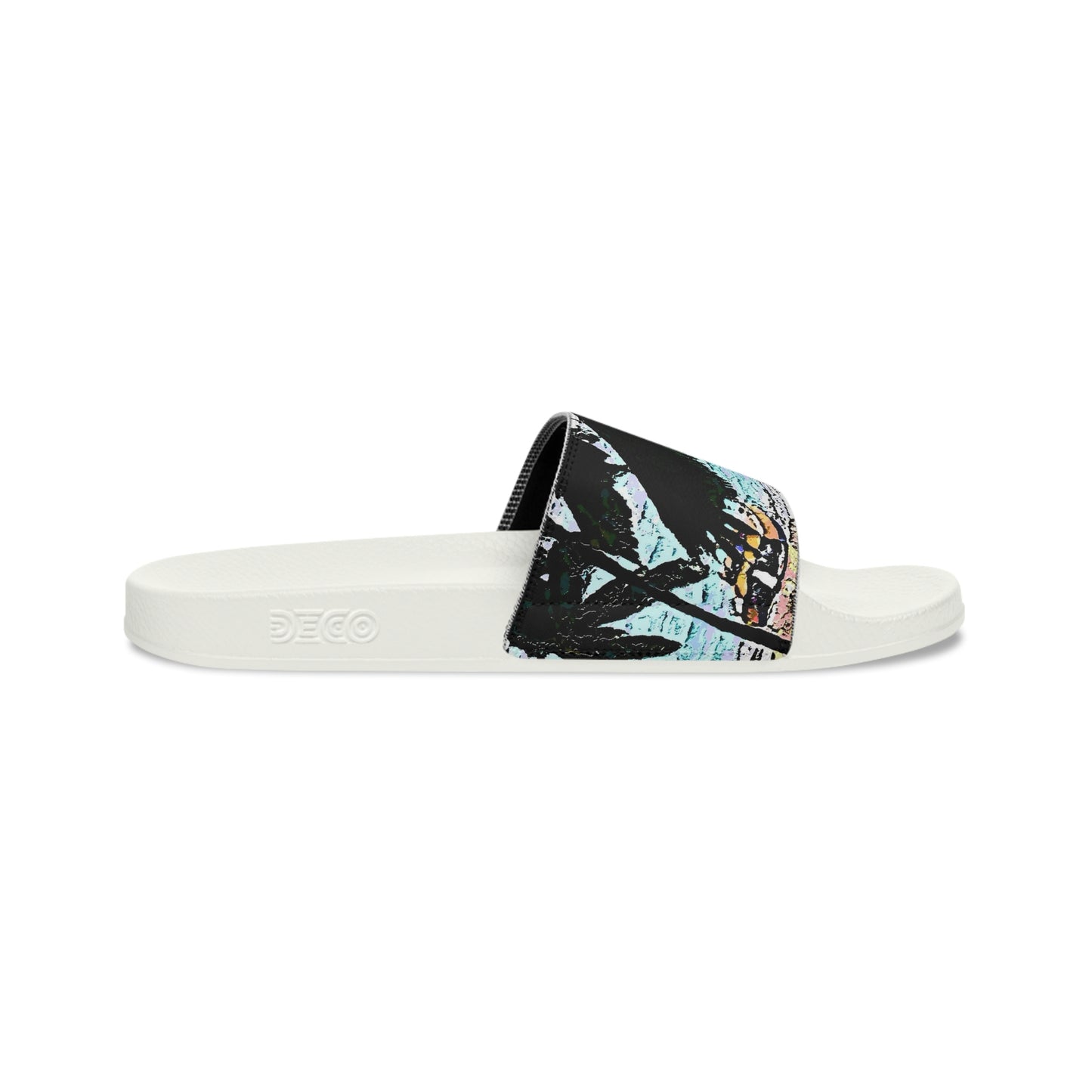 Men's Slide Sandals ...  "A Beautiful Beach Amongst The Palms" ... The Outrigger Waikiki, Honolulu, Oahu ... Original Works ...