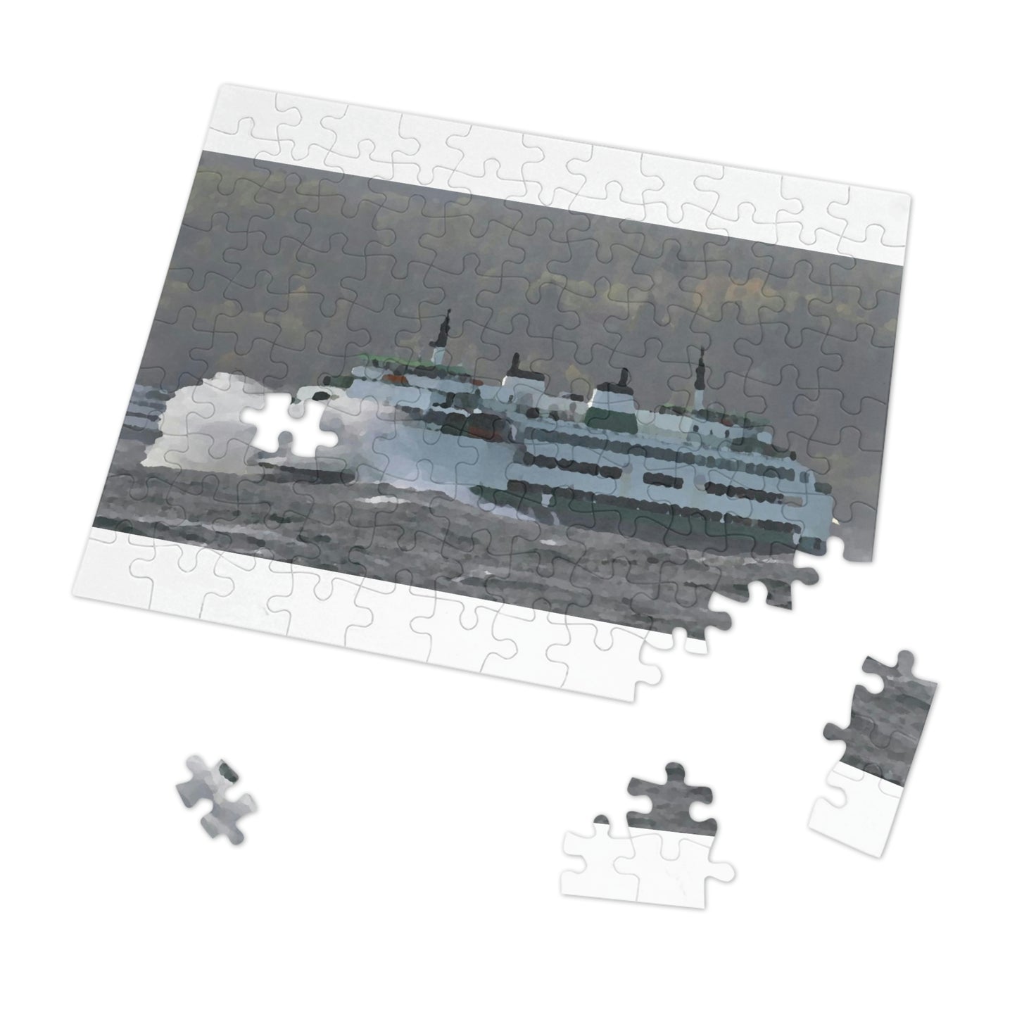 Jigsaw Puzzle (30, 110, 252, 500,1000-Piece) ... WADOT Ferry Crossing ... "A Very Rough Day" ... Mulkiteo Route ... Family Archives ... Early 1990's' ... Original Works ...
