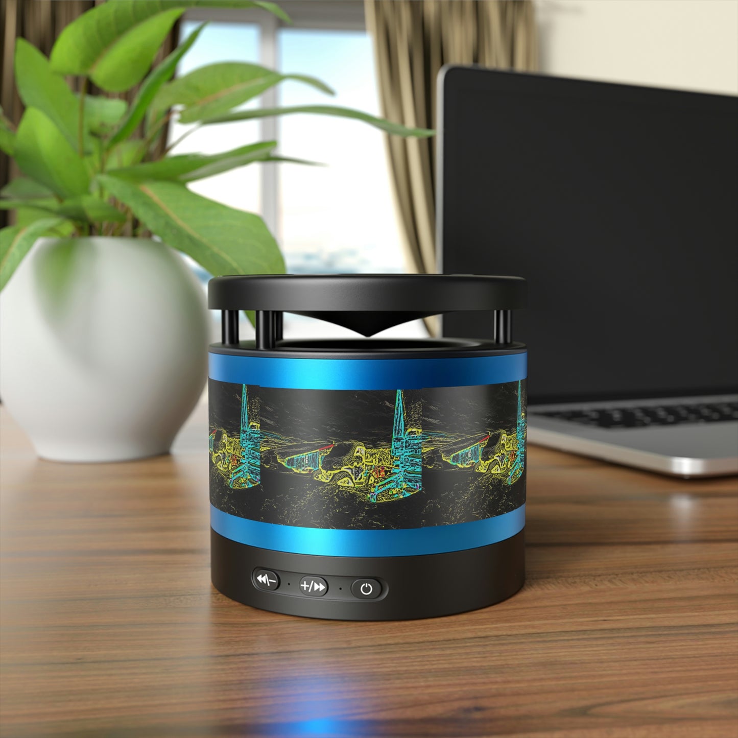 Metal Bluetooth Speaker and Wireless Charging Pad ... "Snow Vehicle In Snow Storm At-Rest" ... Circa 12Mar23 ... Central Idaho ... 18-Hours Rendering Time: Original Works ...