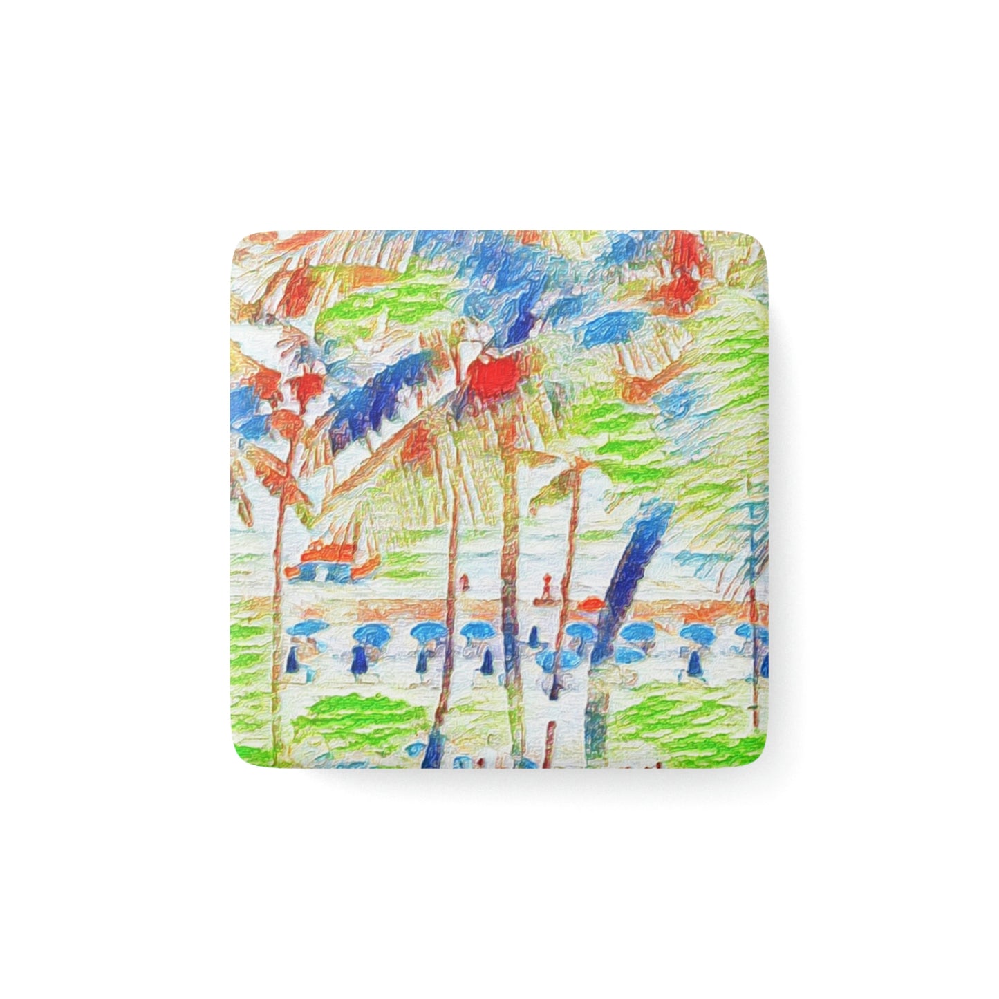 Porcelain Magnet, Square ... "The Royal Hawai'ian: Waikiki Beach_Beach" ... Honolulu, HI ... October 2014 (Halloween) ... Original Works ...