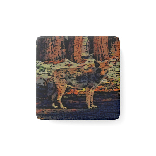 Porcelain Magnet, Square ... Coyote ... "Yosemite Valley: Circa May23 ... KPH Base Photo" ... Original Works ...