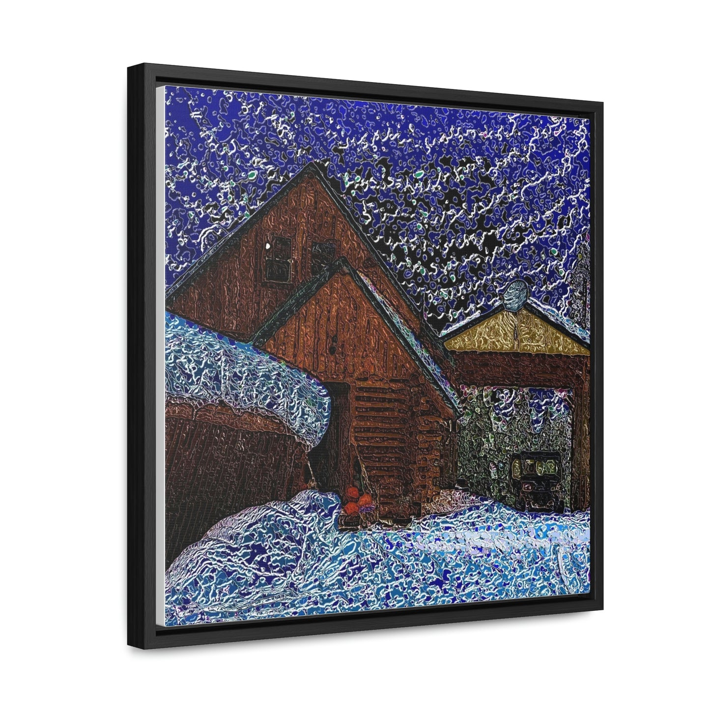 Gallery Canvas Wraps, Square Frame ... A Litle Bit Of Color ...  A Little Bit Of Van Gogh ... A Little Bit Of Vertigo ... "And Away You Go With The Snow .." Original Works: Rendering Time: 16 Hours ...