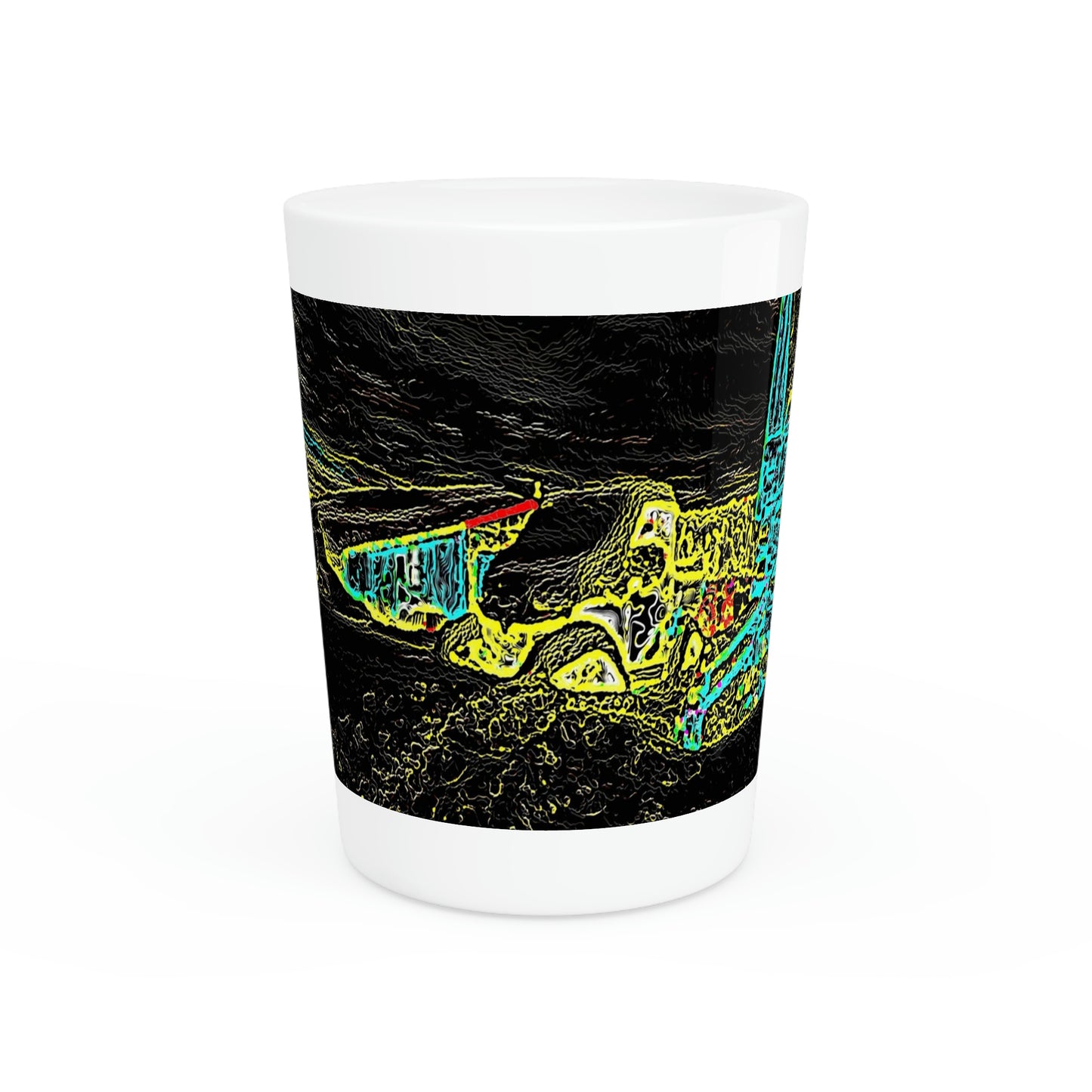 Shot Glass ... "Snow Vehicle In Snow Storm At-Rest" ... Circa 12Mar23 ... Central Idaho ... 18-Hours Rendering Time: Original Works ...