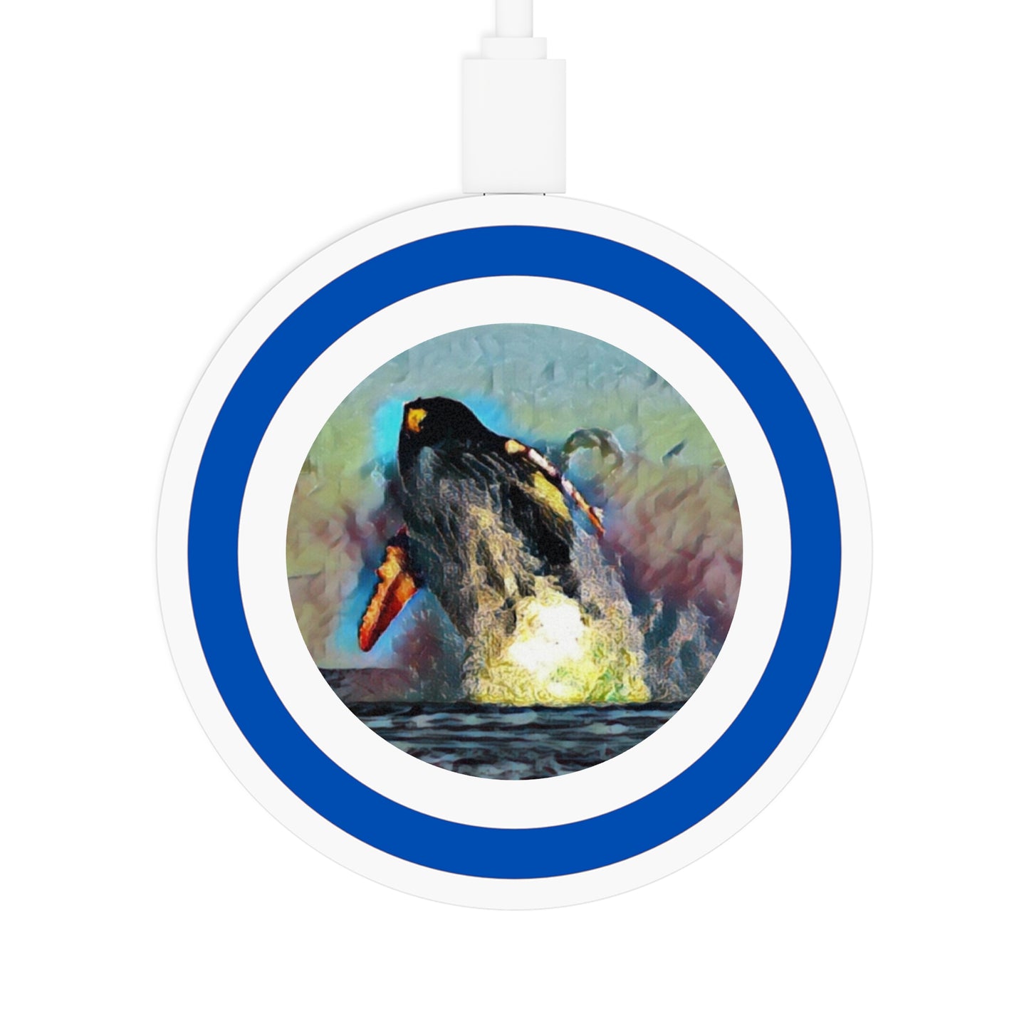 Quake Wireless Charging Pad ... An Extraordinary Humpback Breach ... 'With Explosive Energy' ... Family Archives (KPH) ... Circa: 21st Century. Maui, HI ... Original Works ...