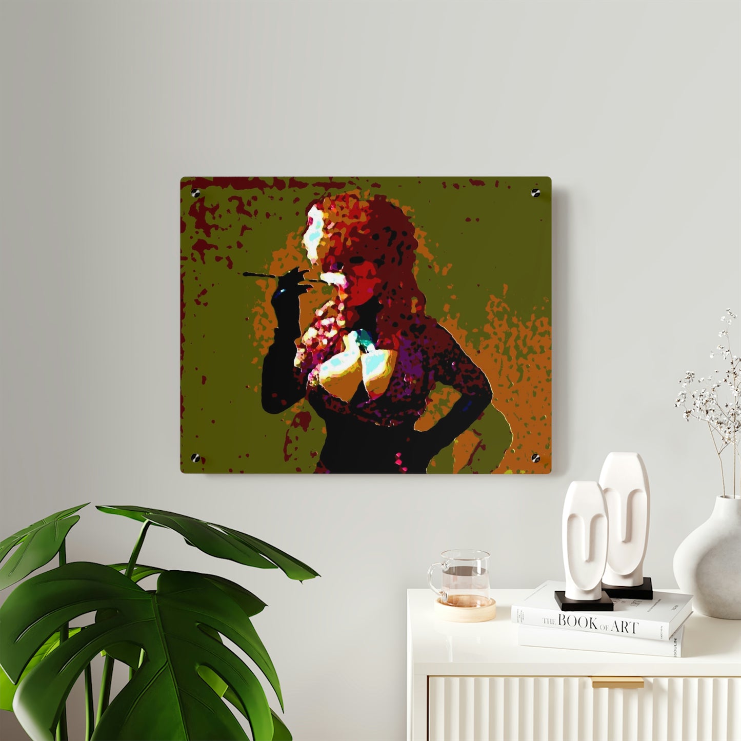Acrylic Wall Art Panels ...  A Colleague Overseas ... 'Enjoying A Fag' ... Original Works ... "April Fools 2023" ... Hot-Tranny-Smoke ...