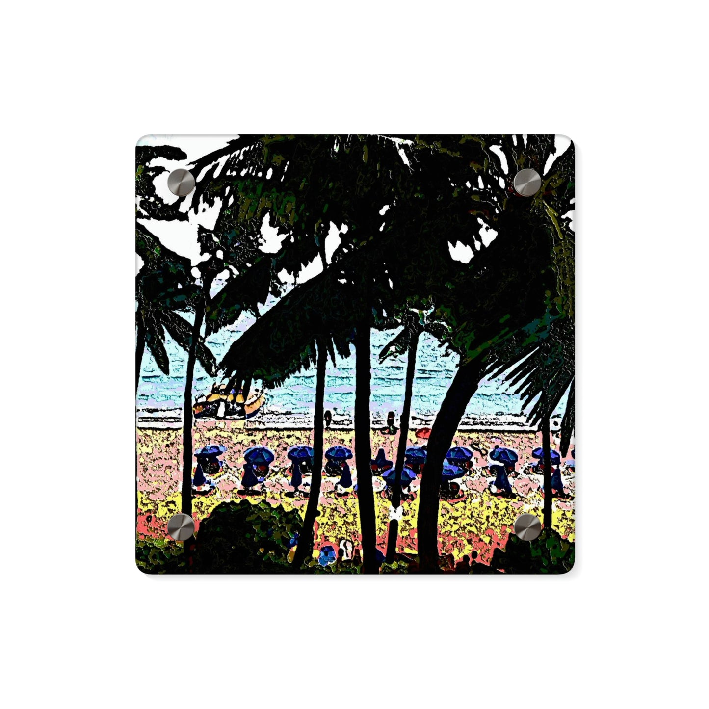 Acrylic Wall Art Panels ... "A Beautiful Beach Amongst The Palms" ... The Outrigger Waikiki, Honolulu, Oahu ... Original Works ...