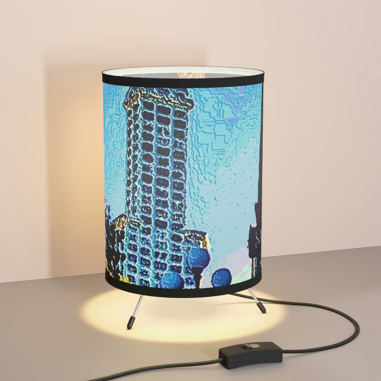 Tripod Lamp with High-Res Printed Shade, US\CA plug ...  Pioneer Square & Smith Tower ... 'That World Famous View' ... Colleague Supplied Photo ... Original Works ...