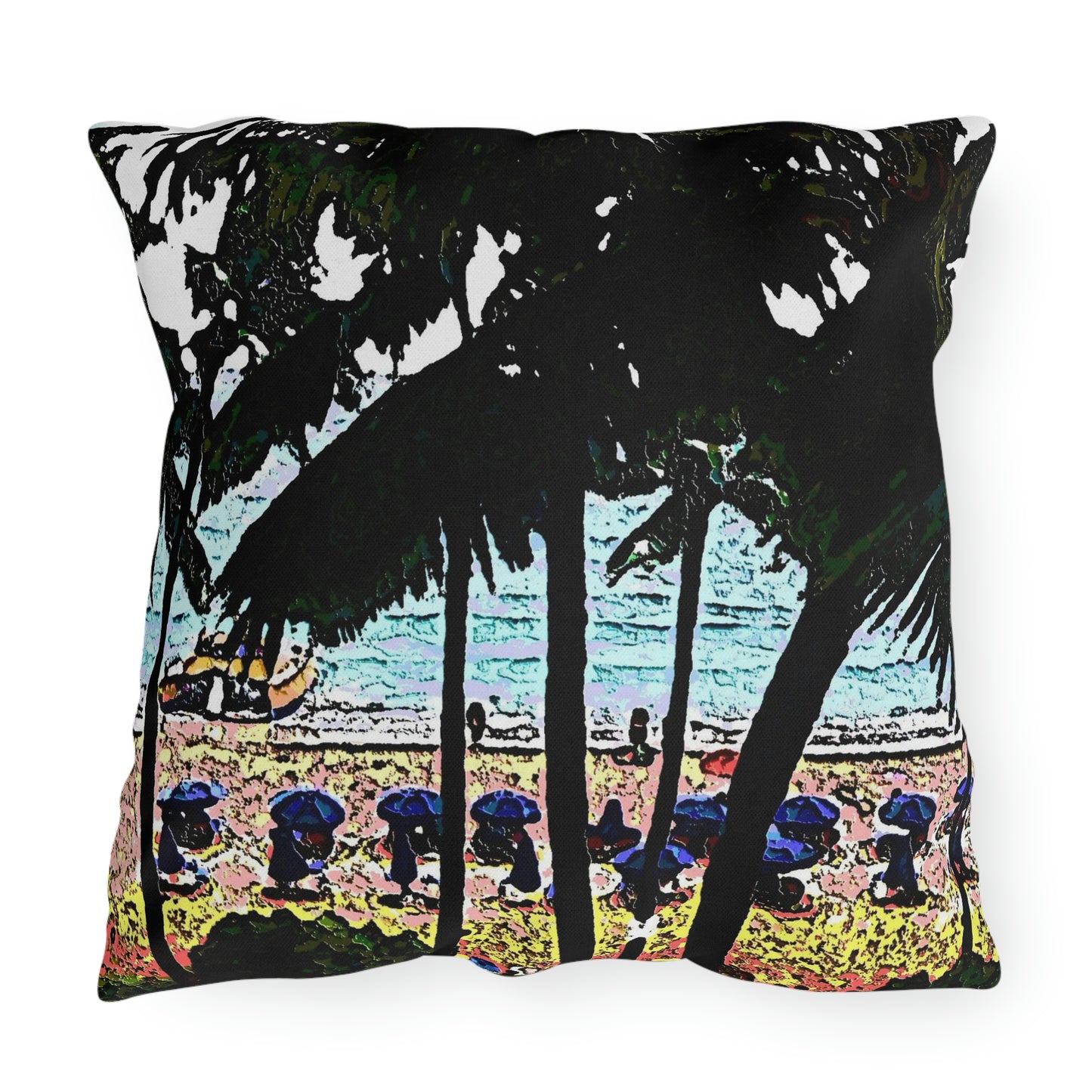 Outdoor Pillows ... "A Beautiful Beach Amongst The Palms" ... The Outrigger Waikiki, Honolulu, Oahu ... Original Works ...