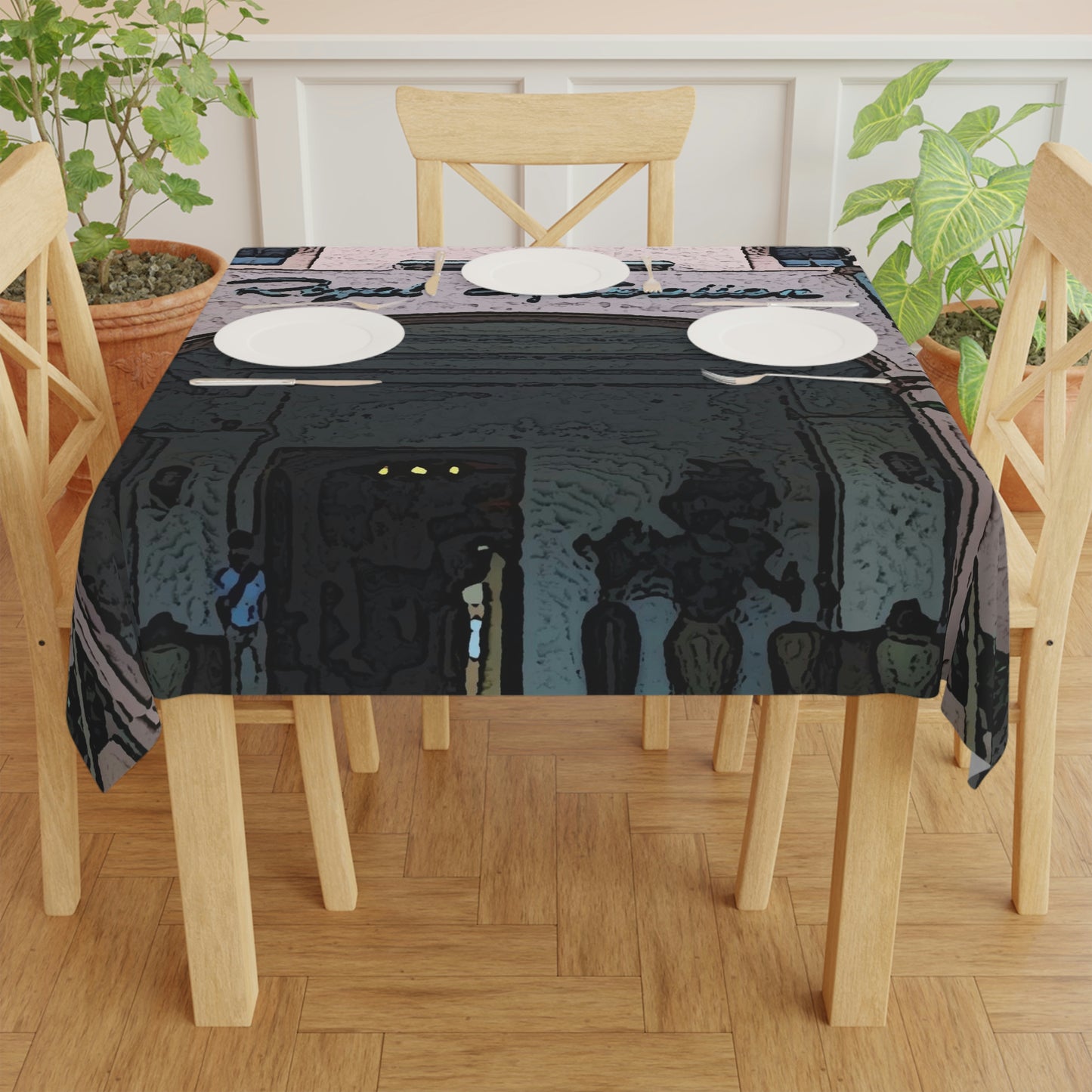 Tablecloth ...  "La Grande Entree" At: 'The Pink Palace' ... The Royal Hawai'ian ... Honolulu, HI ... '27Oct2014' ... Original Works ...