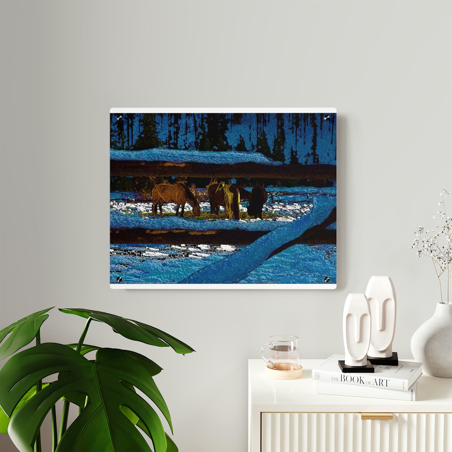 Acrylic Wall Art Panels ... A Horse ... A Saddle ...  Foraging Through The Snow ...  An_Asses 'Cry' ... Central Idaho, November 2022 ...  Original Works ...