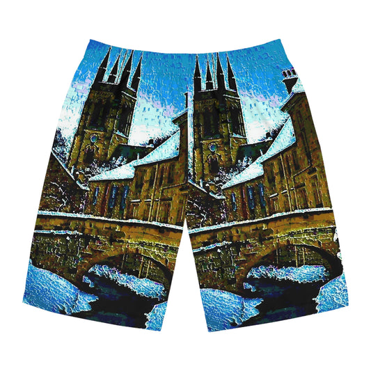Men's Board Shorts (AOP) ... Walikng The Streets & Alleys ... 'Strolling The Canals ... '  ... Original Works  ...
