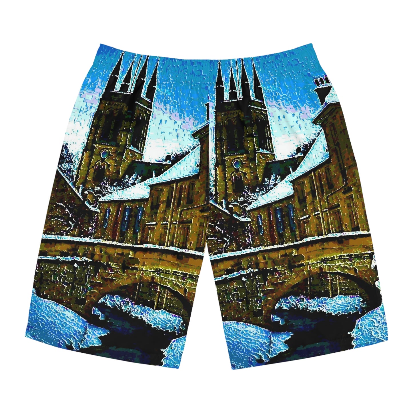 Men's Board Shorts (AOP) ... Walikng The Streets & Alleys ... 'Strolling The Canals ... '  ... Original Works  ...