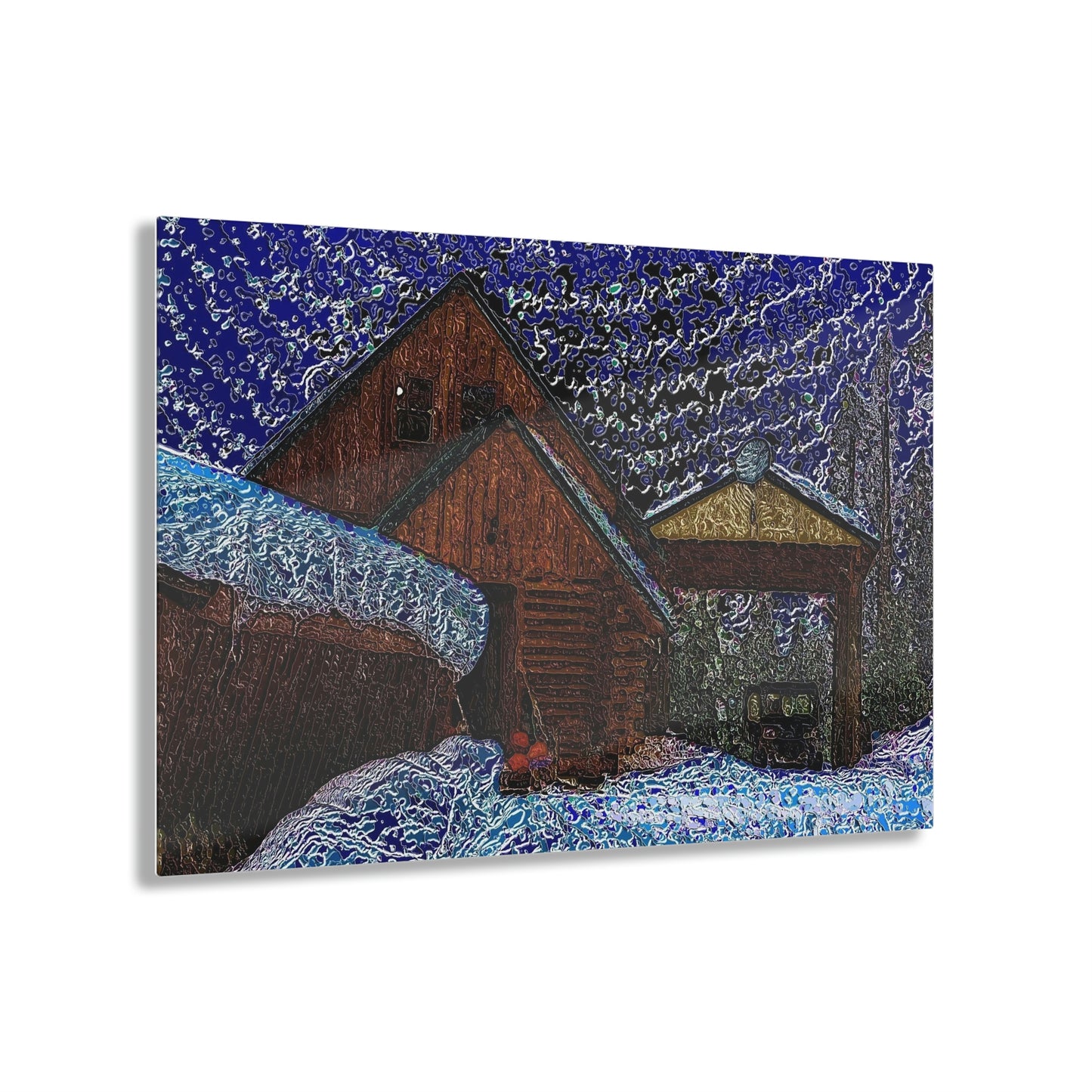 Acrylic Prints ... Van Gogh-Ian 'Inspired' Mountain Winter Paradise ... November 2022 ... Rhett Creek, Idaho ... Original Works ...