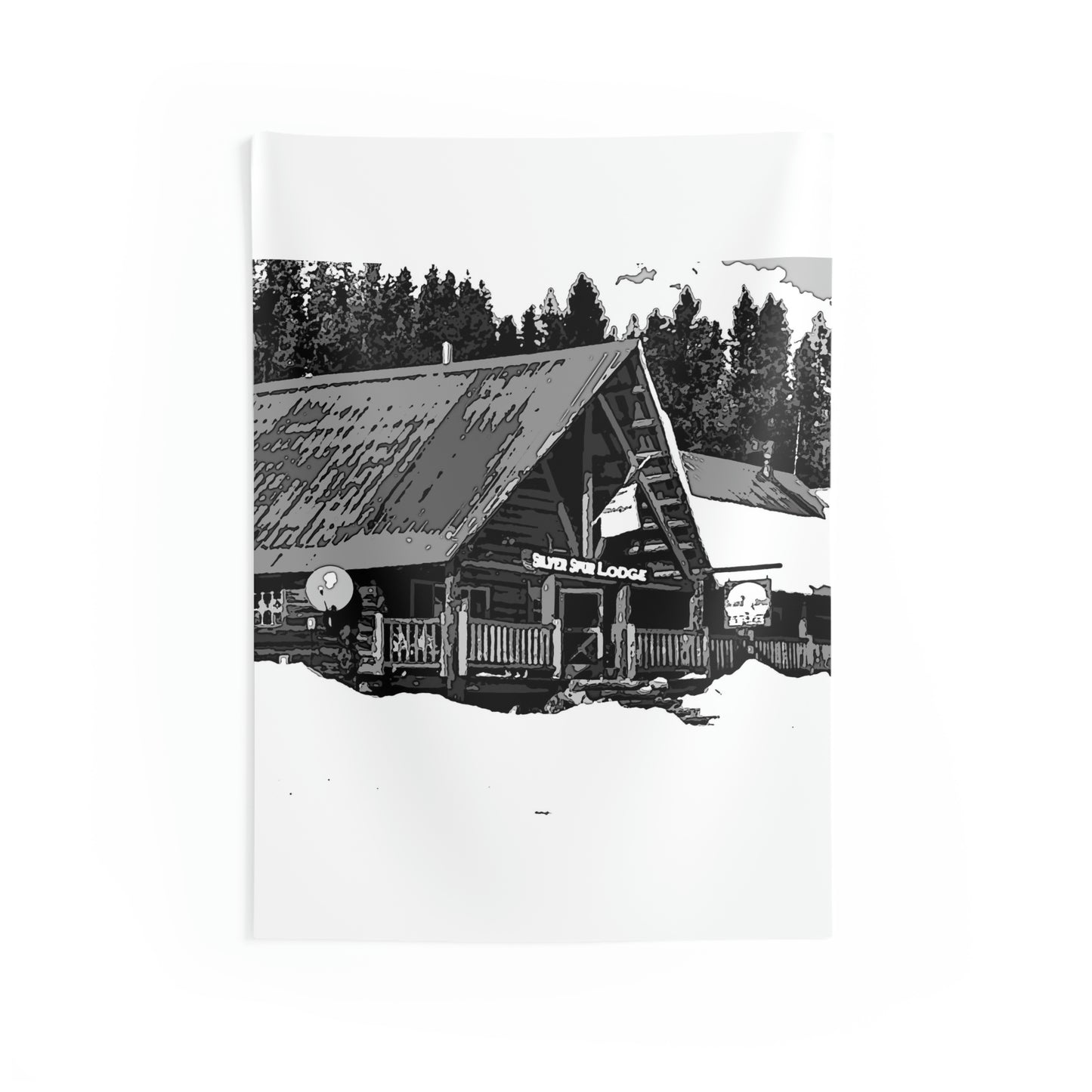 Indoor Wall Tapestries ... A Beautiful Lodge & Back-Country Outfitter In A Mountain Town ... 'Dixie, Idaho, November 2022' ... Original Works ...