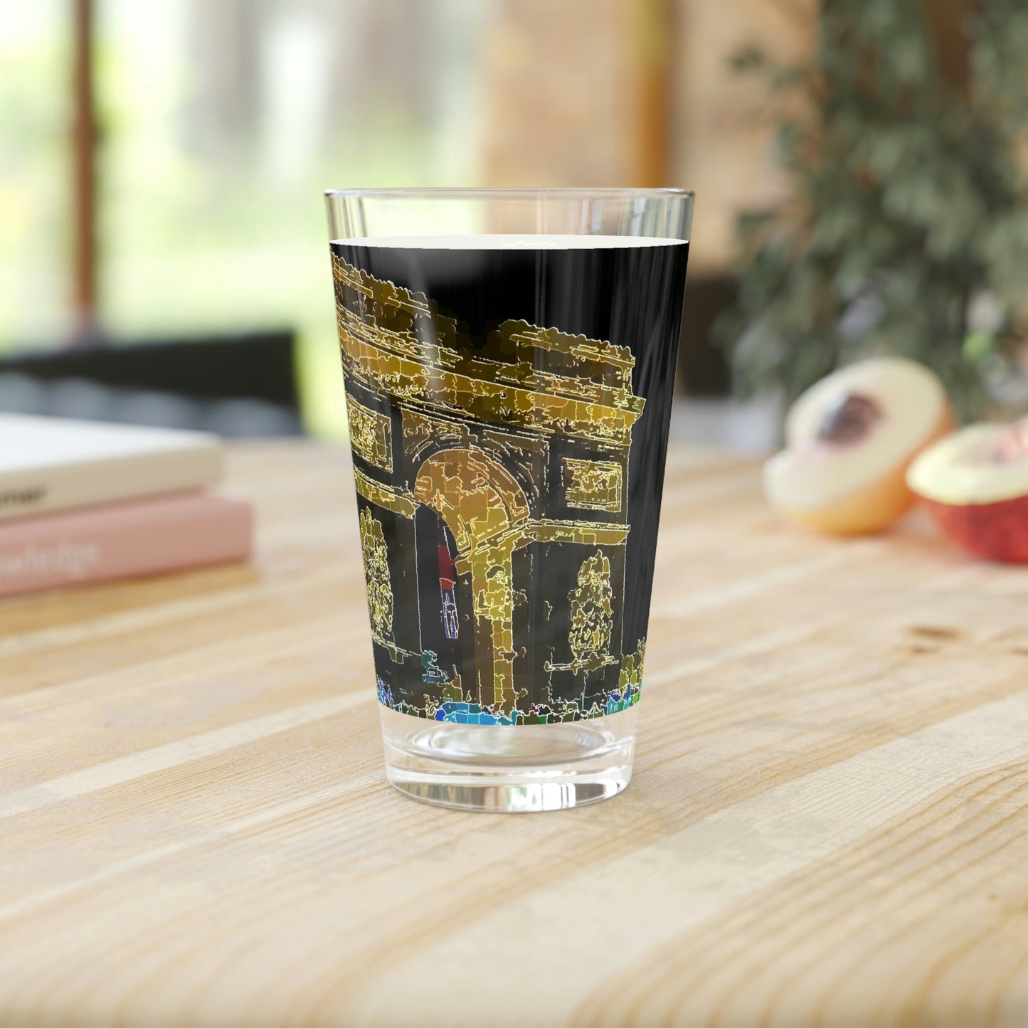 Pint Glass, 16oz ...  L'Arc de Triomphe ... 'Barbara Joan Bonnell-Holt Photo' ... Circa 1972 ... Oringinal Works ...